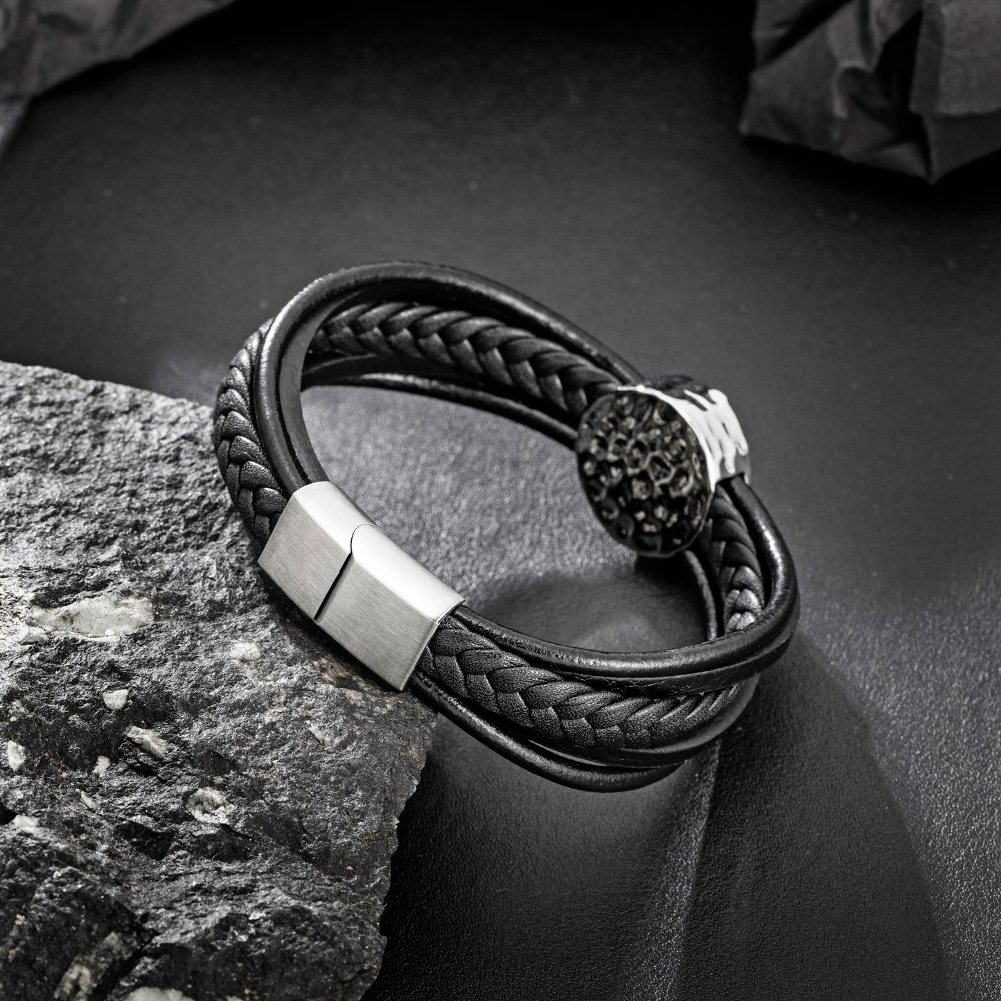 Compass leather bracelet for men B00700