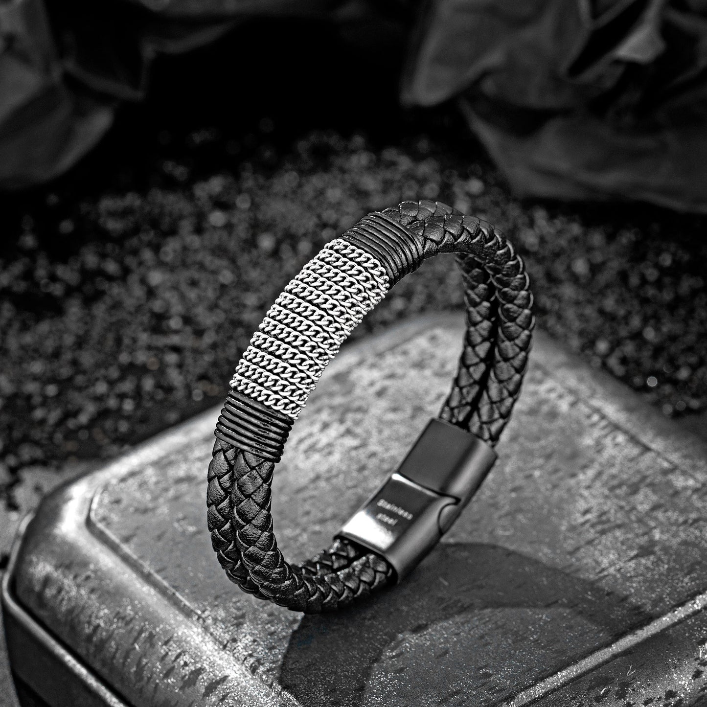 Leather And steel Bracelet B00504