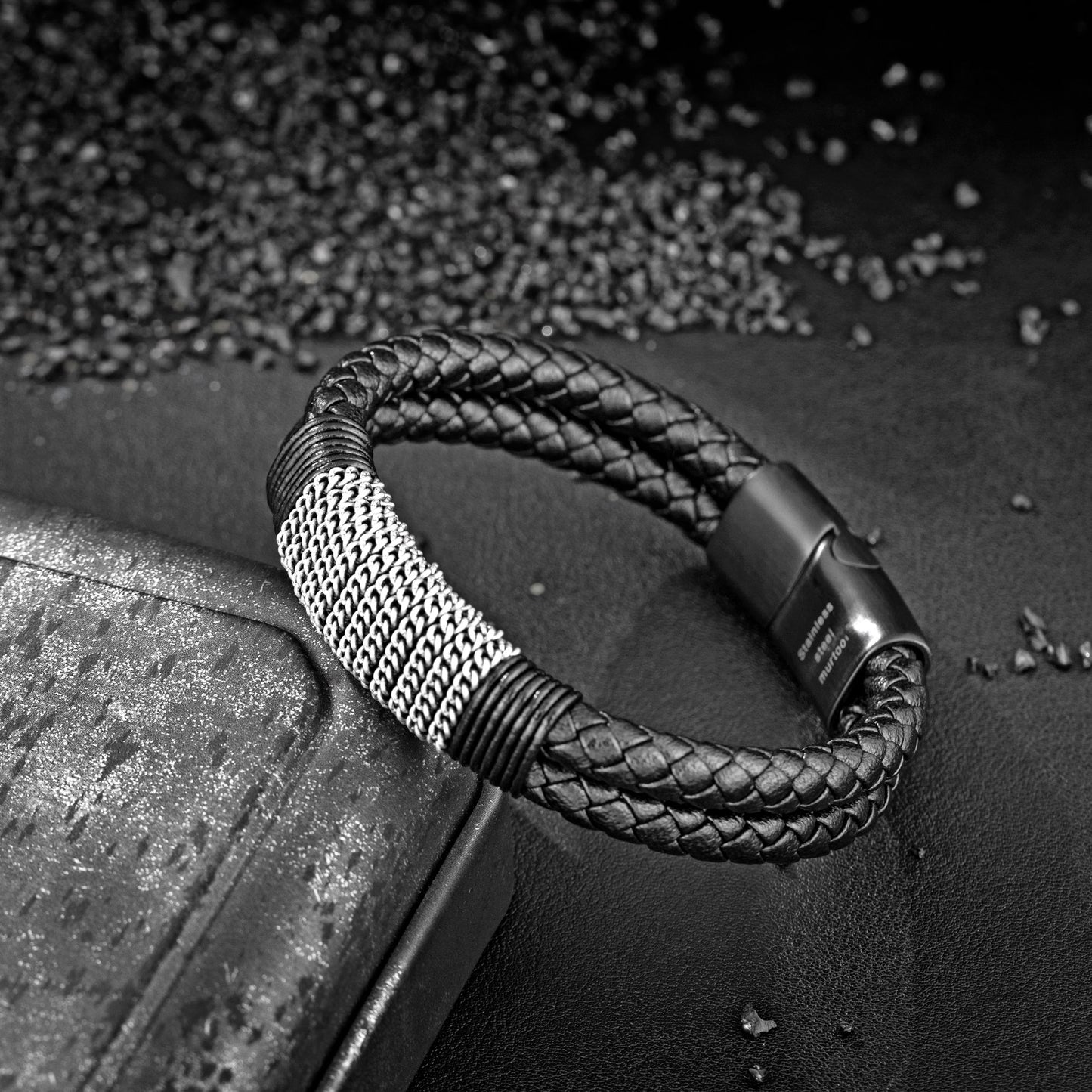 Leather And steel Bracelet B00504