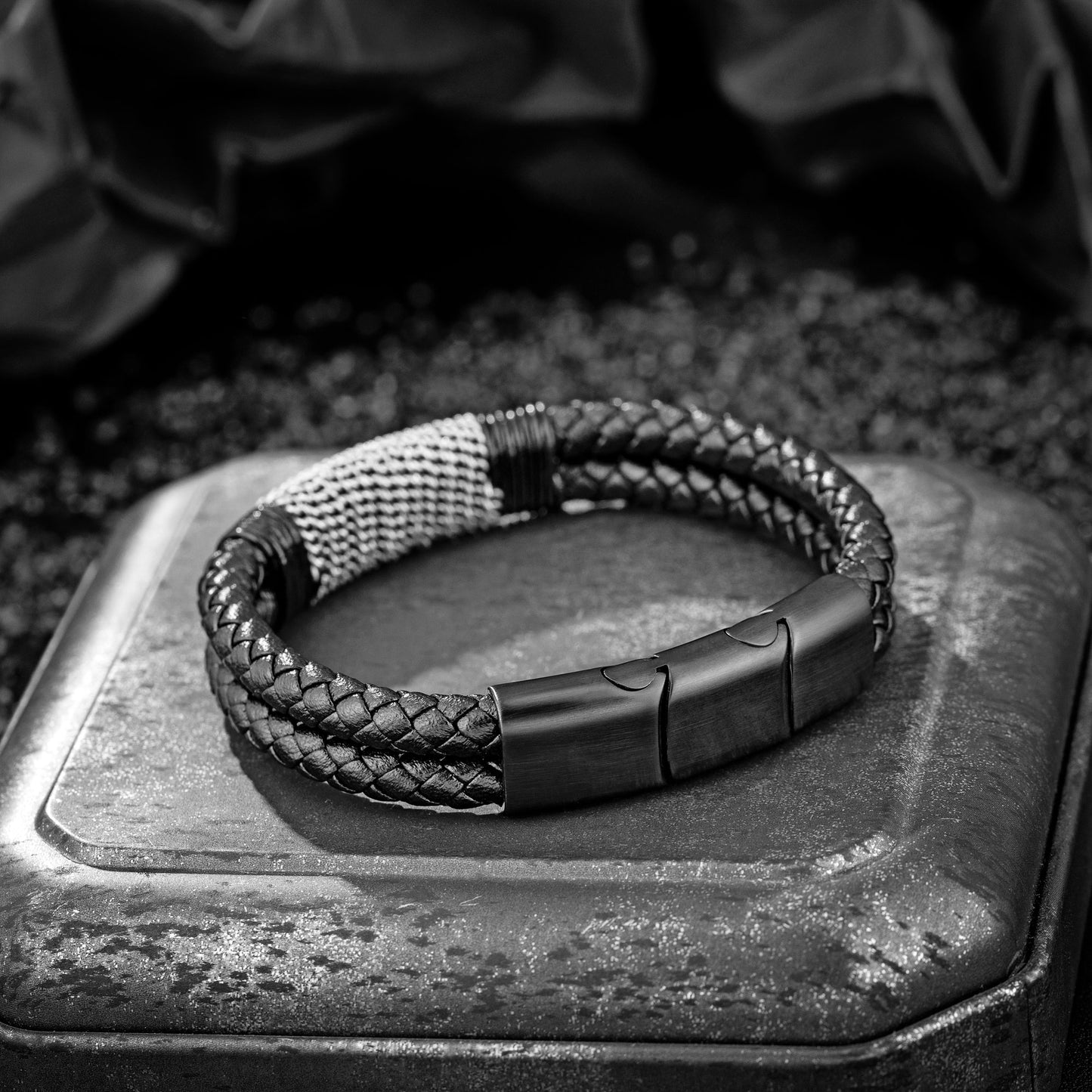 Leather And steel Bracelet B00504