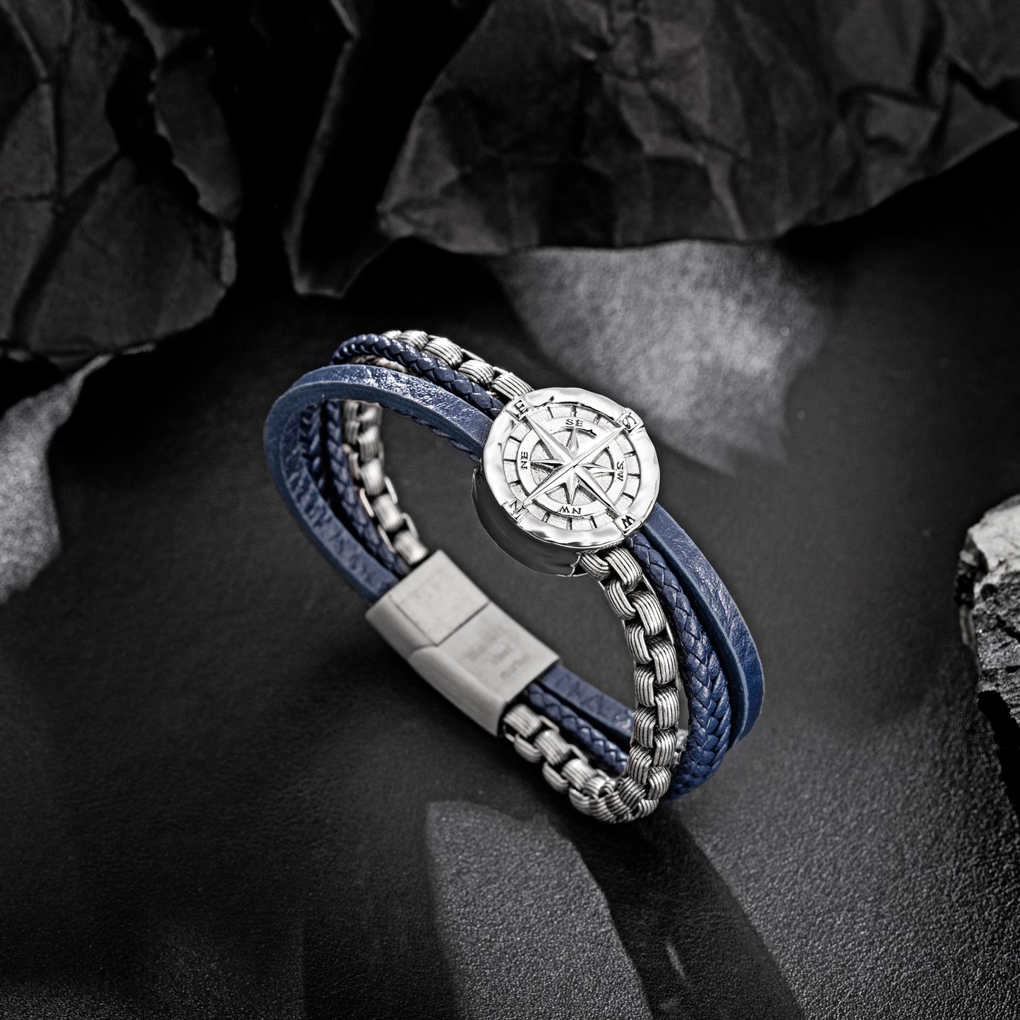 Compass leather bracelet for men B00727