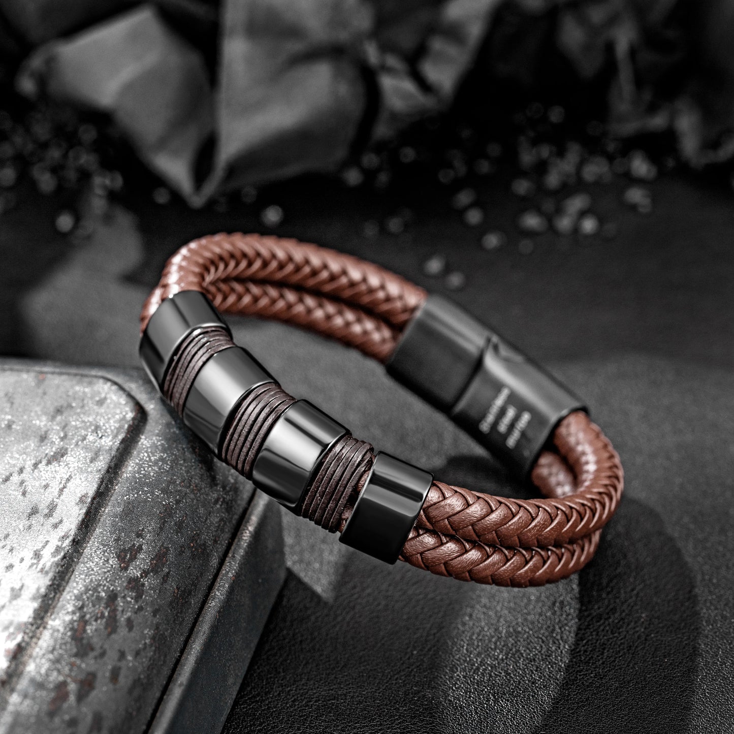 Leather and Steel Bracelet B00531