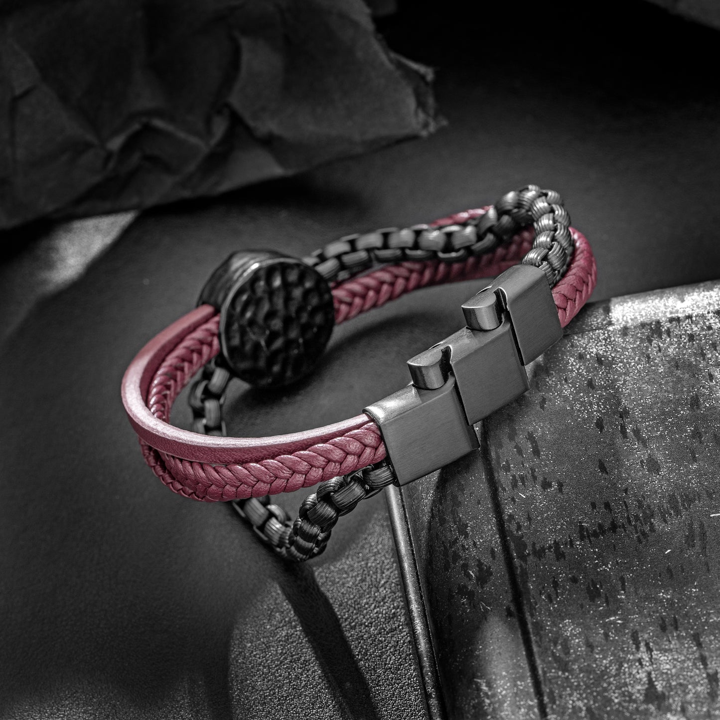 Compass leather bracelet for men B00742
