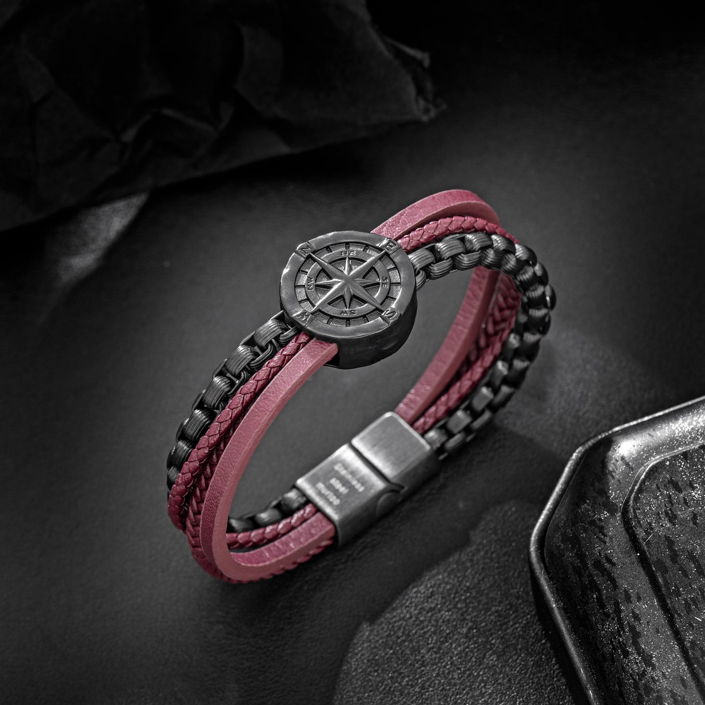 Compass leather bracelet for men B00742