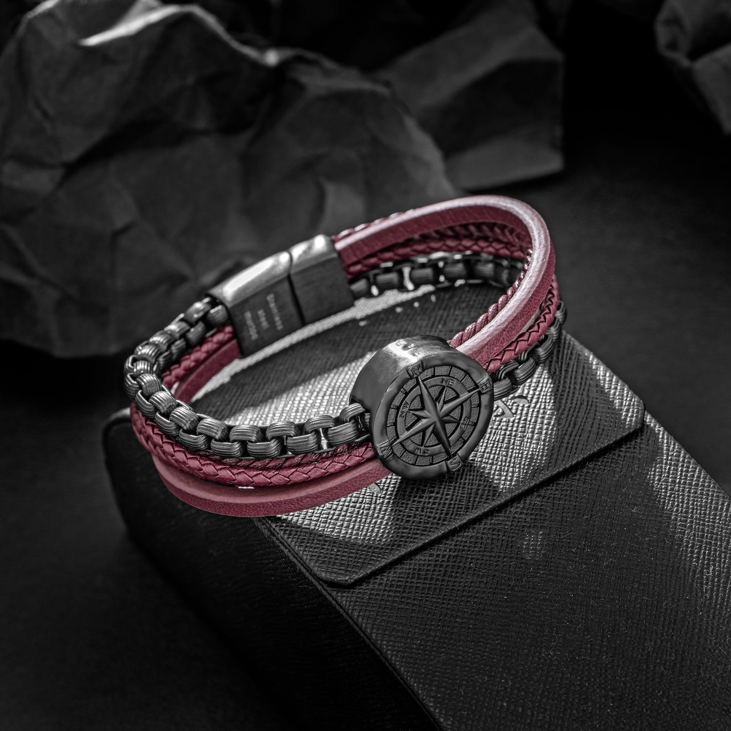 Compass leather bracelet for men B00742