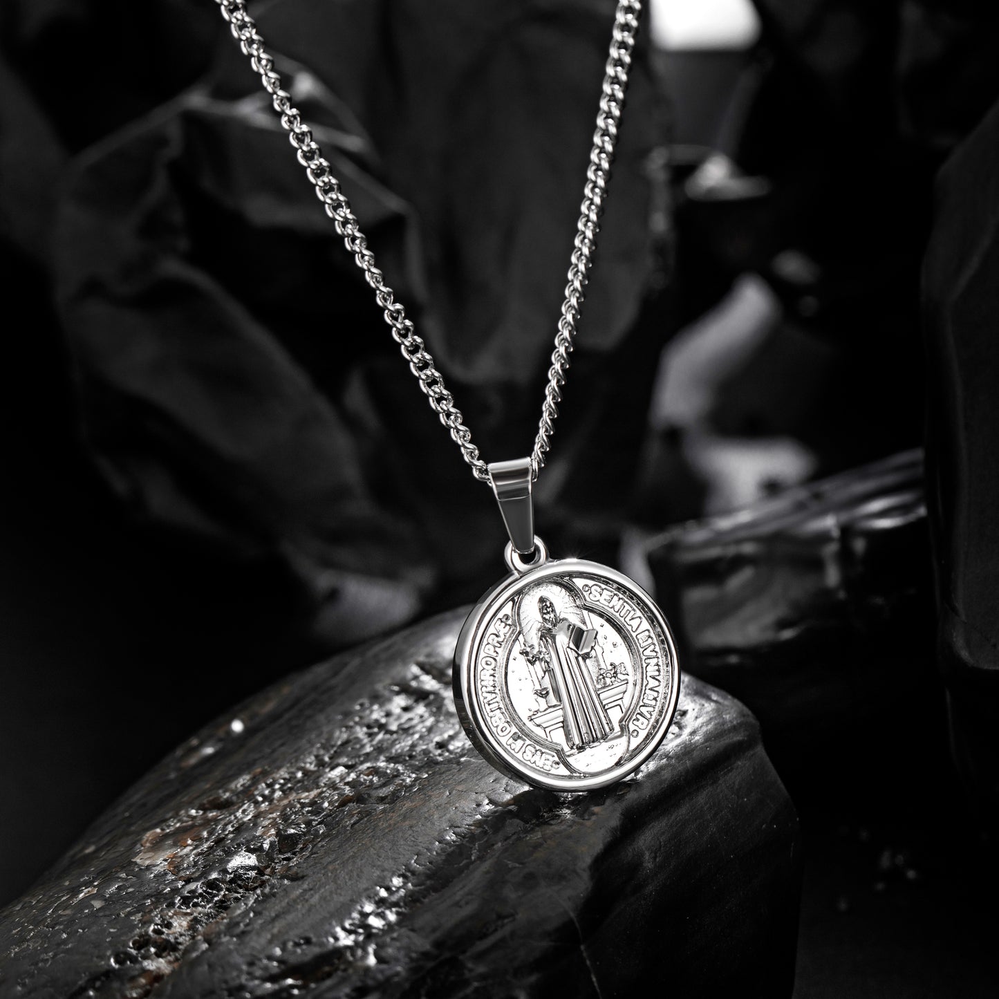 Silver Pendant Necklace Curb Chain N00888