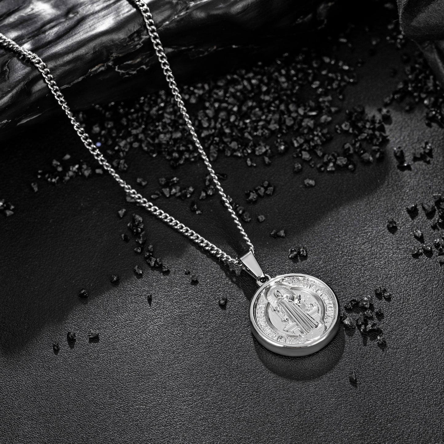Silver Pendant Necklace Curb Chain N00888