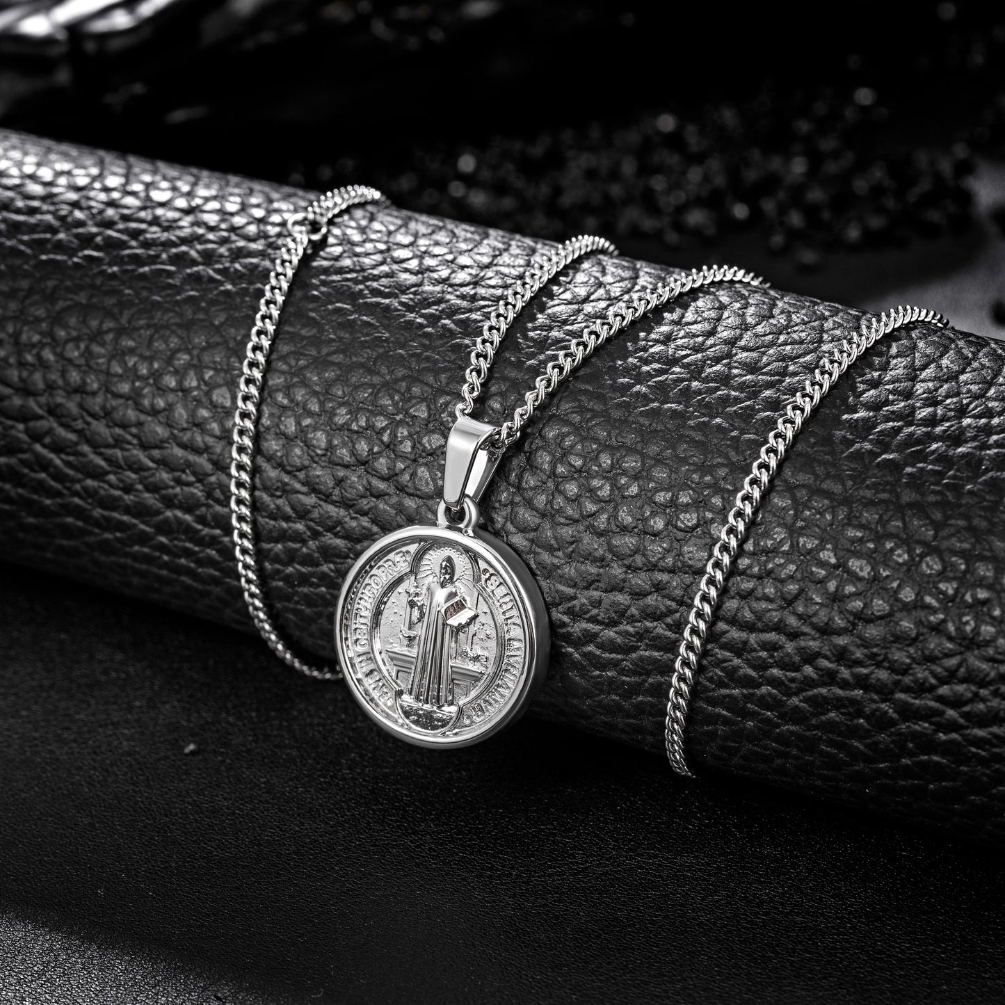 Silver Pendant Necklace Curb Chain N00888