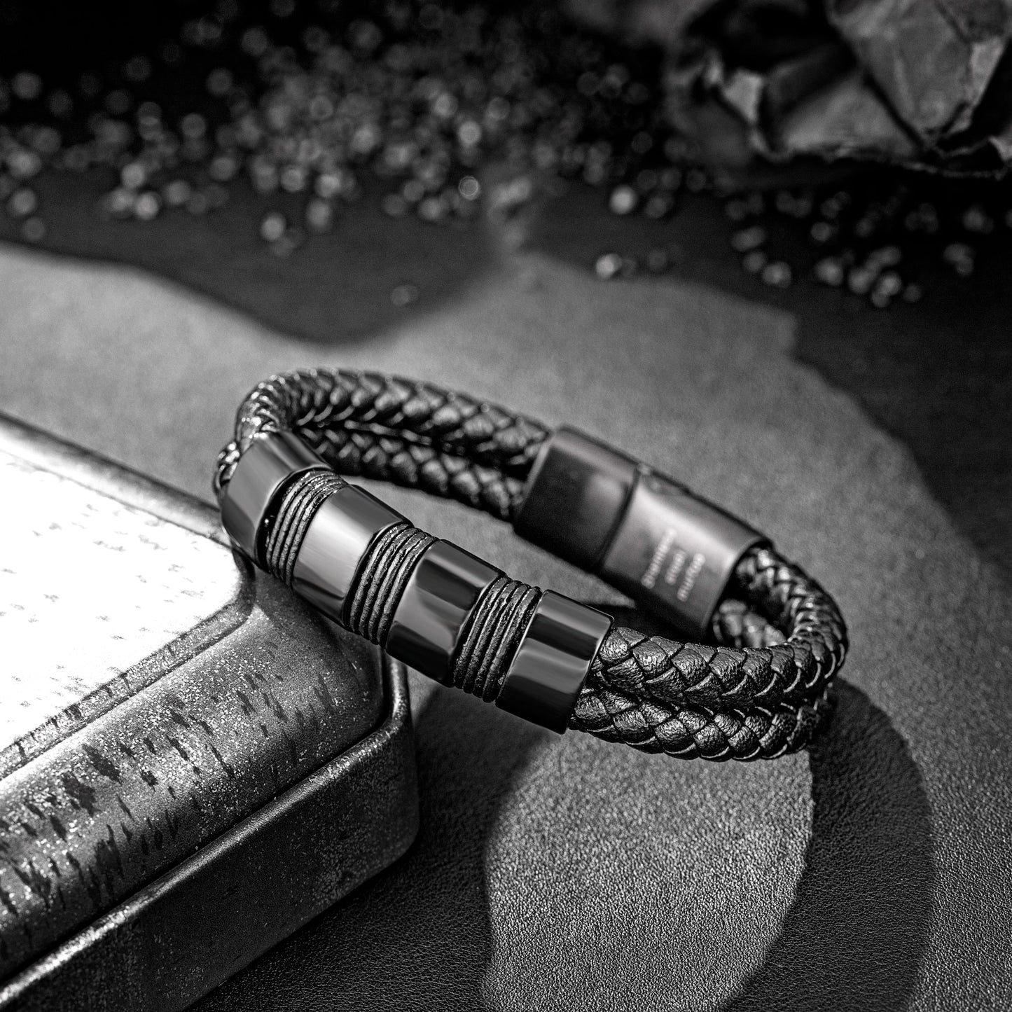 Leather and Steel Bracelet B00537