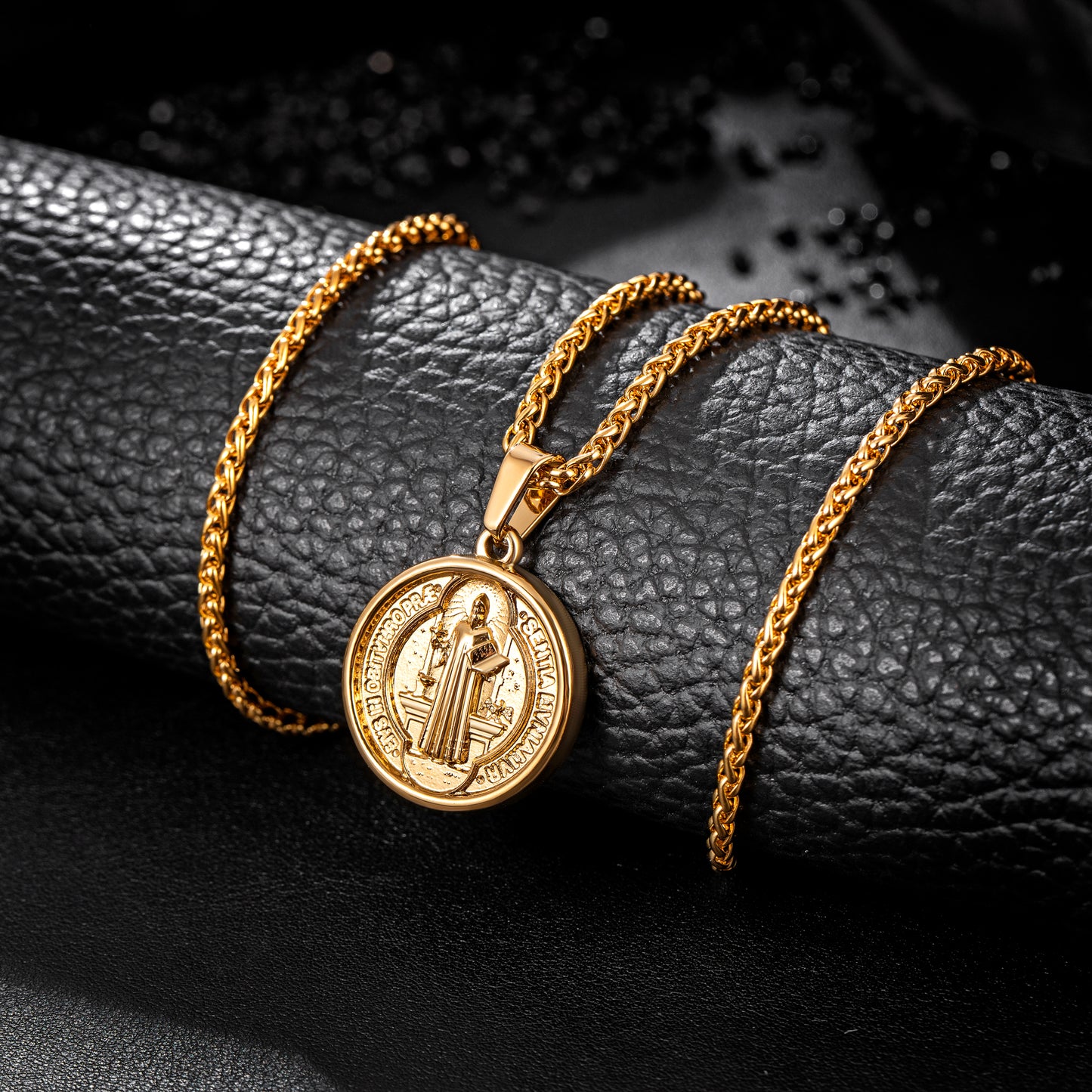 Gold Pendant Necklace Wheat Chain N00928