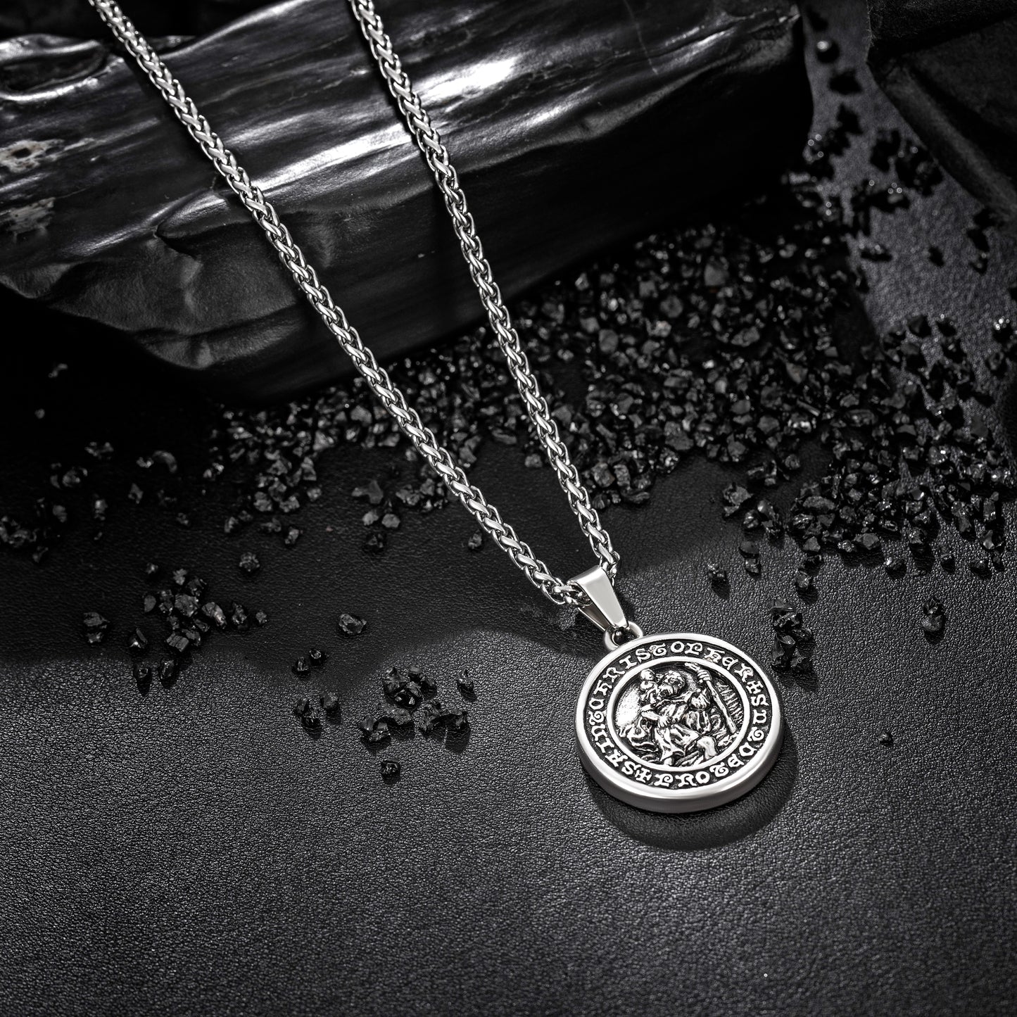 Antique Silver Pendant Necklace Wheat Chain N00979