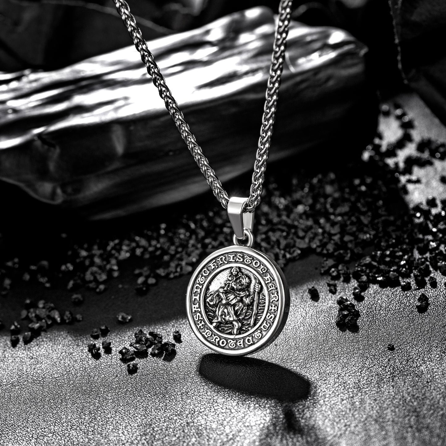 Antique Silver Pendant Necklace Wheat Chain N00979