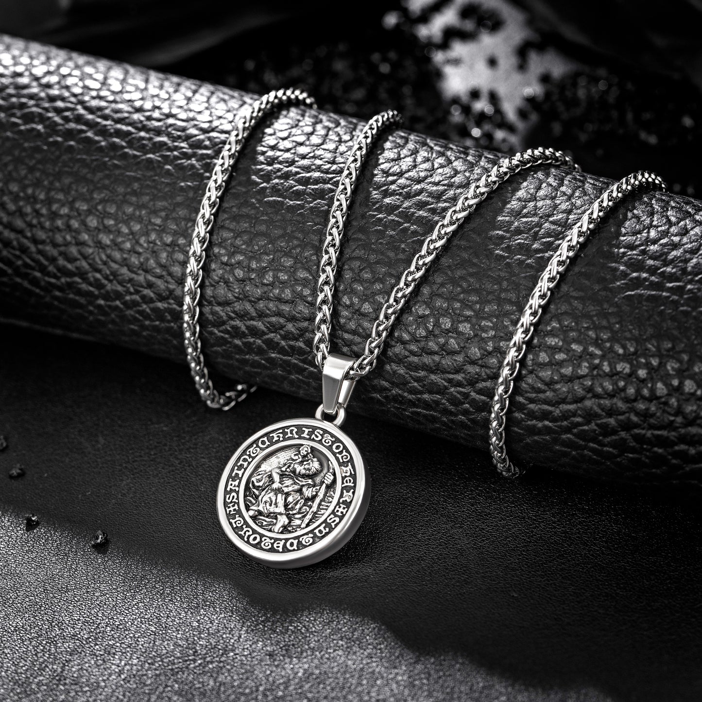 Antique Silver Pendant Necklace Wheat Chain N00979