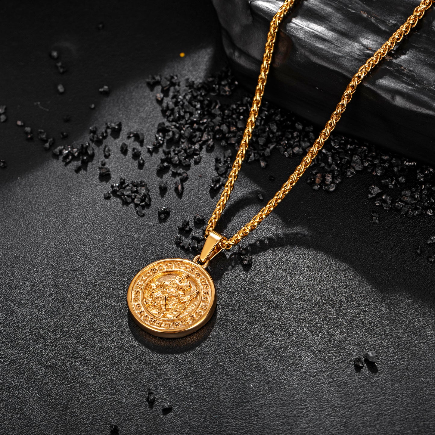 Gold Pendant Necklace Wheat Chain N00996