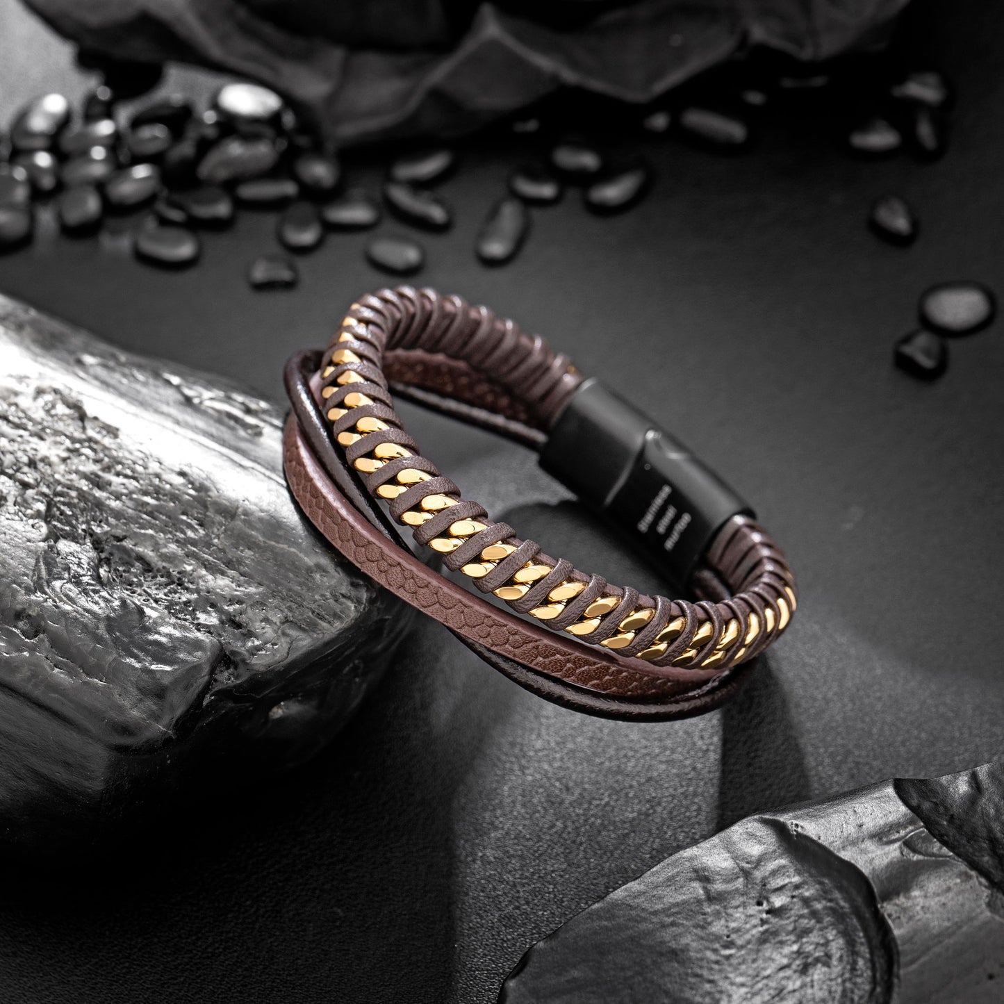 Leather and Steel Bracelet B00786