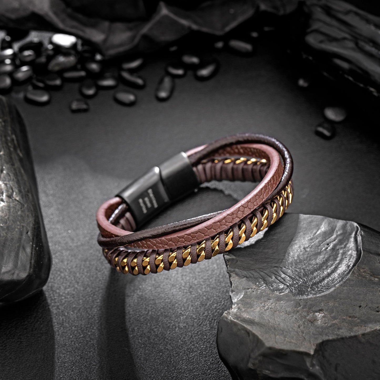 Leather and Steel Bracelet B00786