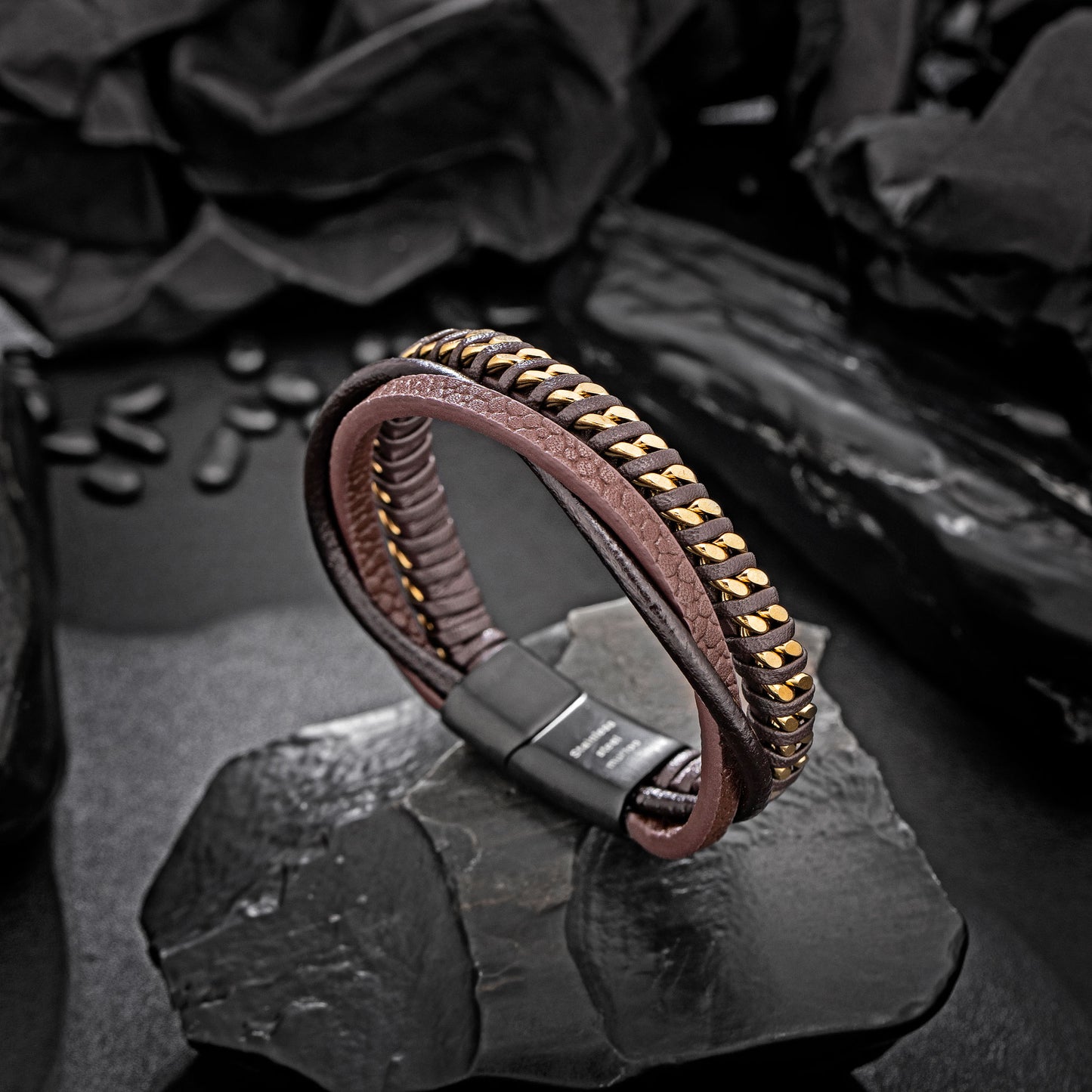 Leather and Steel Bracelet B00786