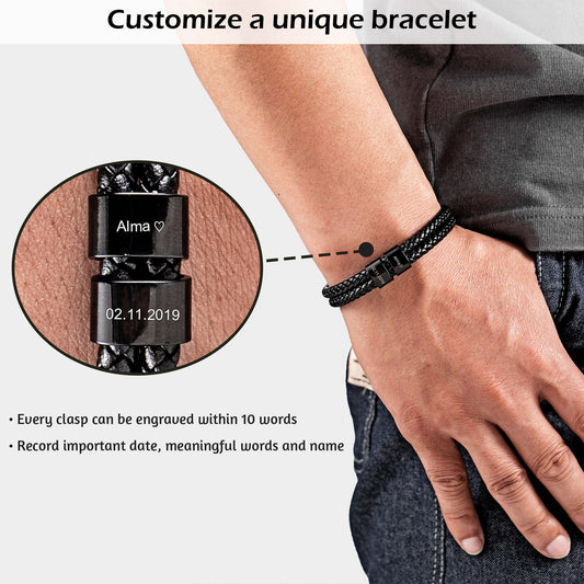 Personalized Leather Bracelet-5 Rings B00479