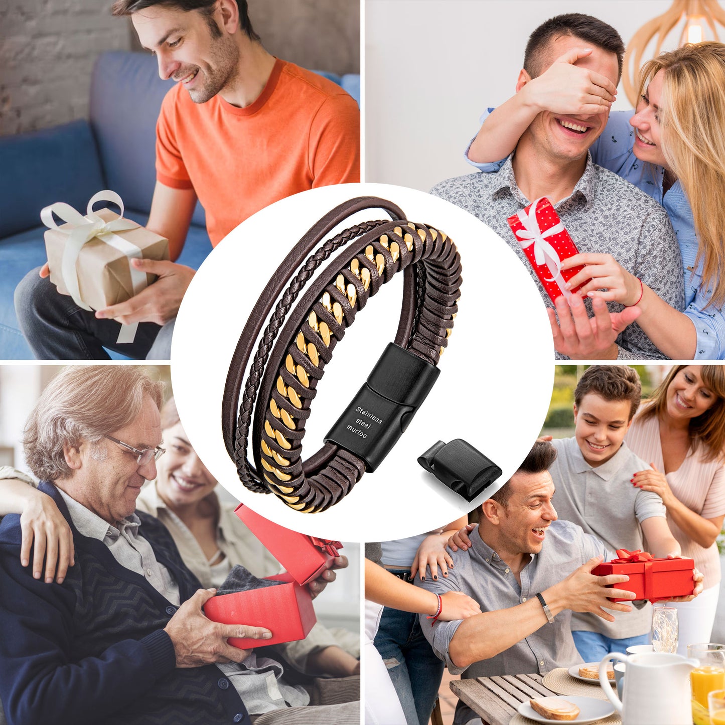Leather and Steel Bracelet B00774