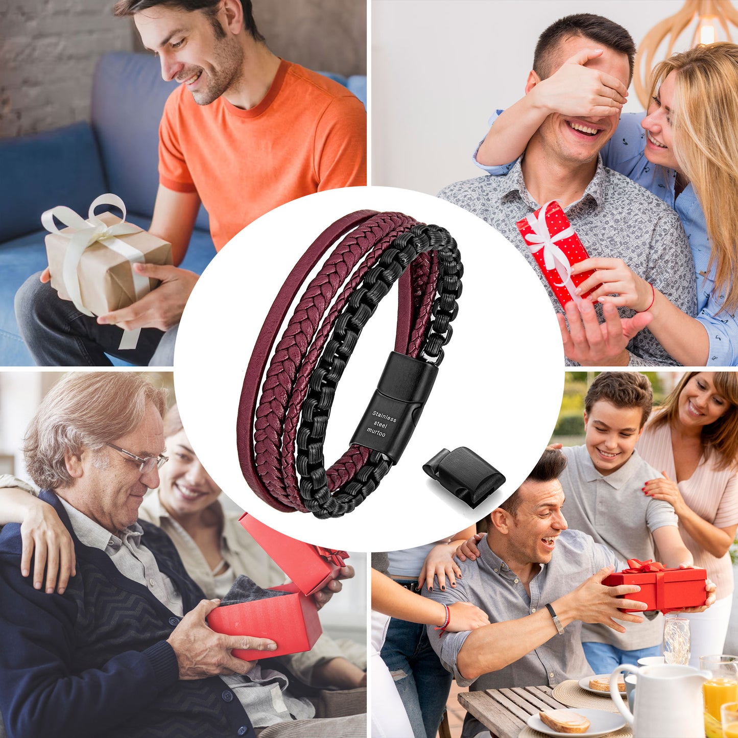 Leather and Steel Bracelet B00762