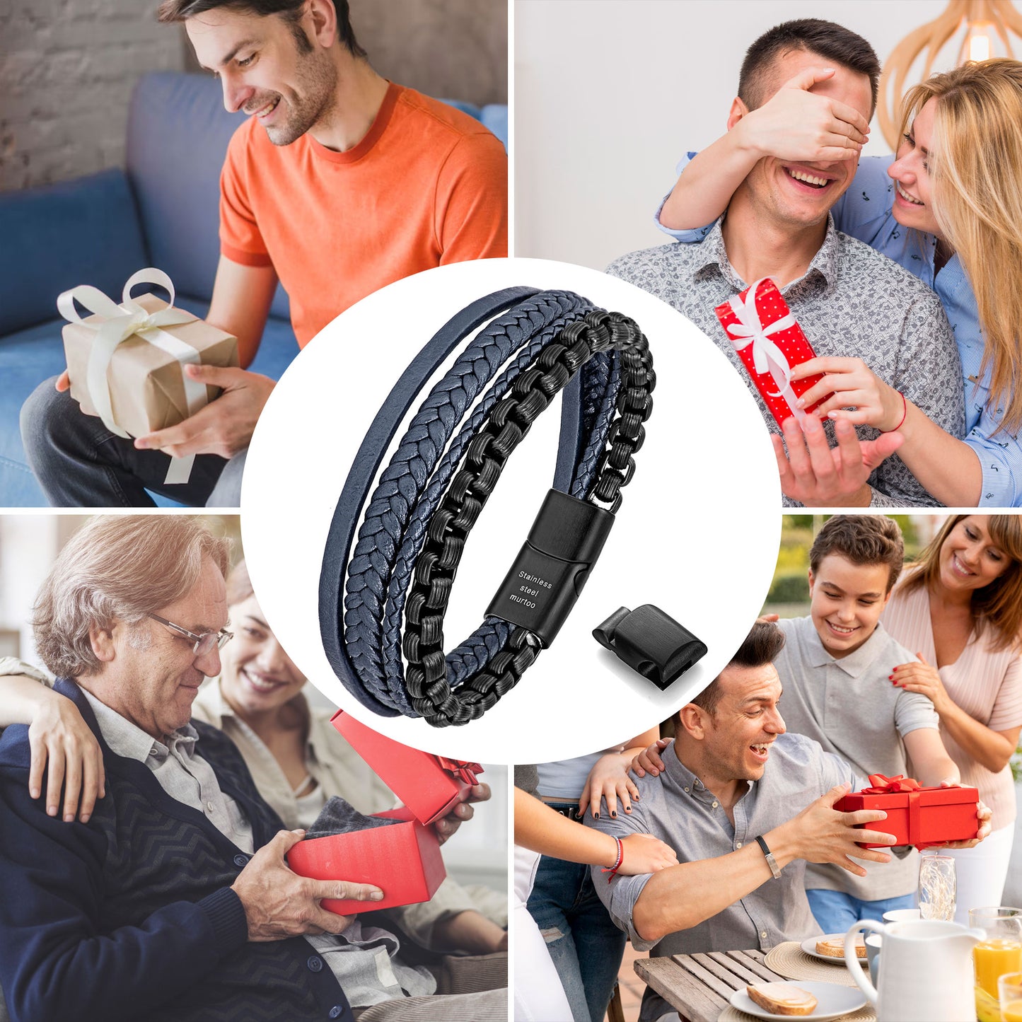 Leather and Steel Bracelet B00759