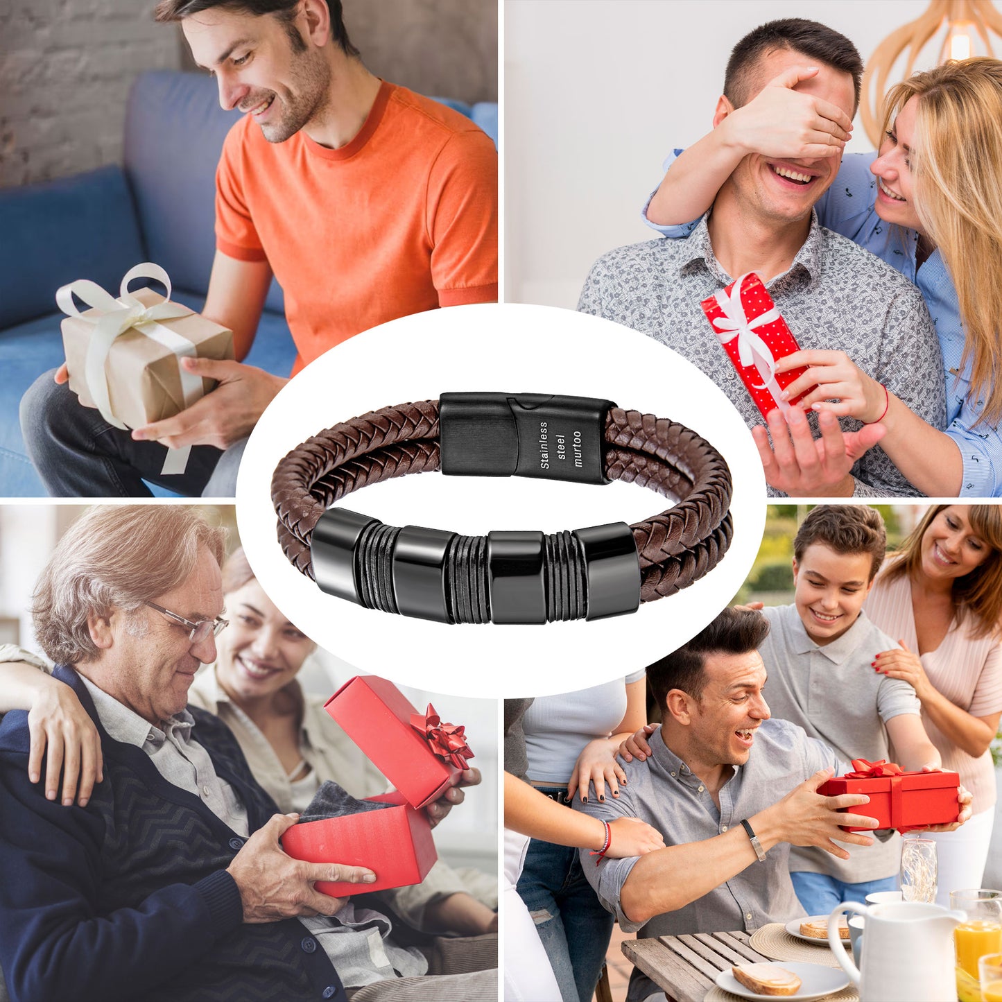 Leather and Steel Bracelet B00531