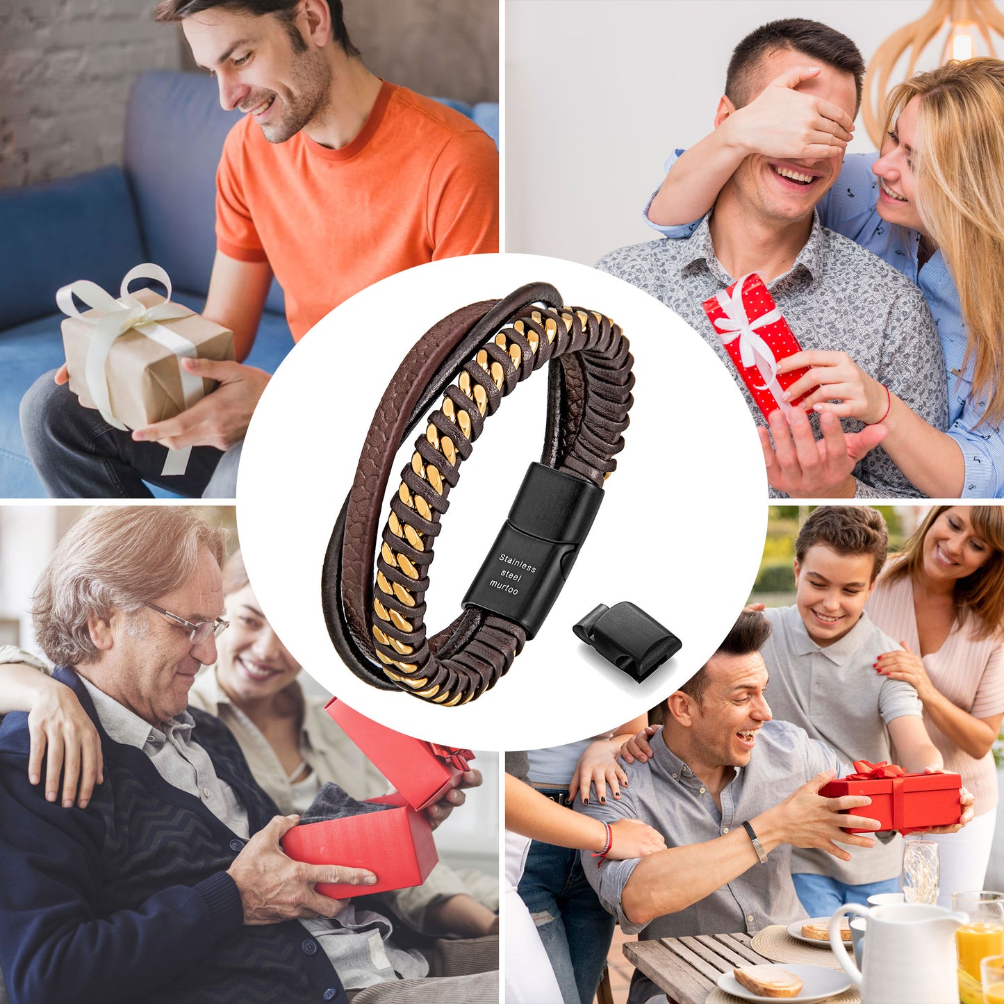 Leather and Steel Bracelet B00786