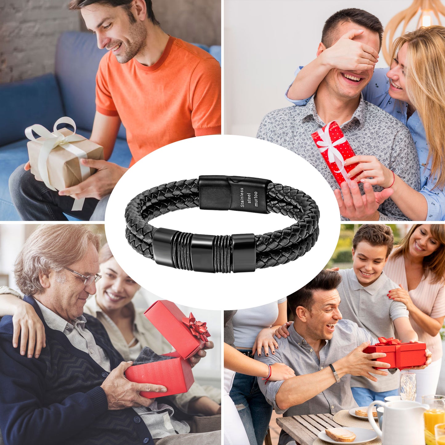 Leather and Steel Bracelet B00534