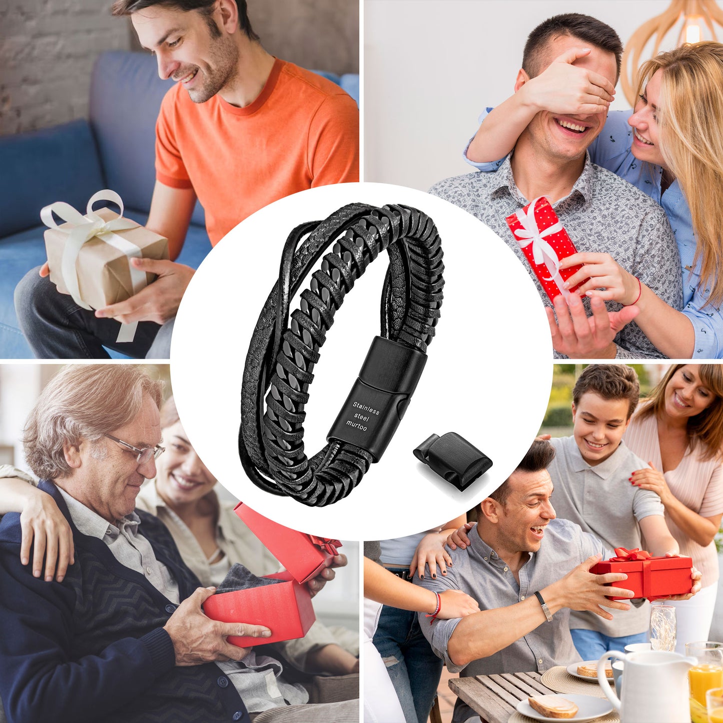Leather and Steel Bracelet B00777