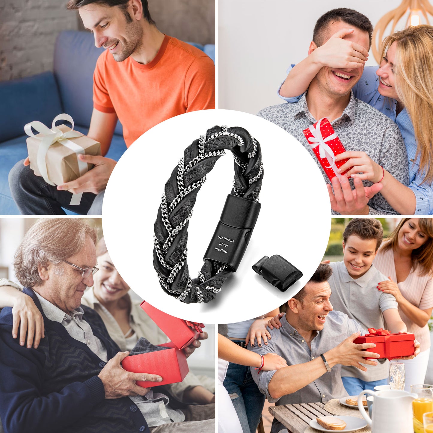 Leather and Steel Bracelet B00607