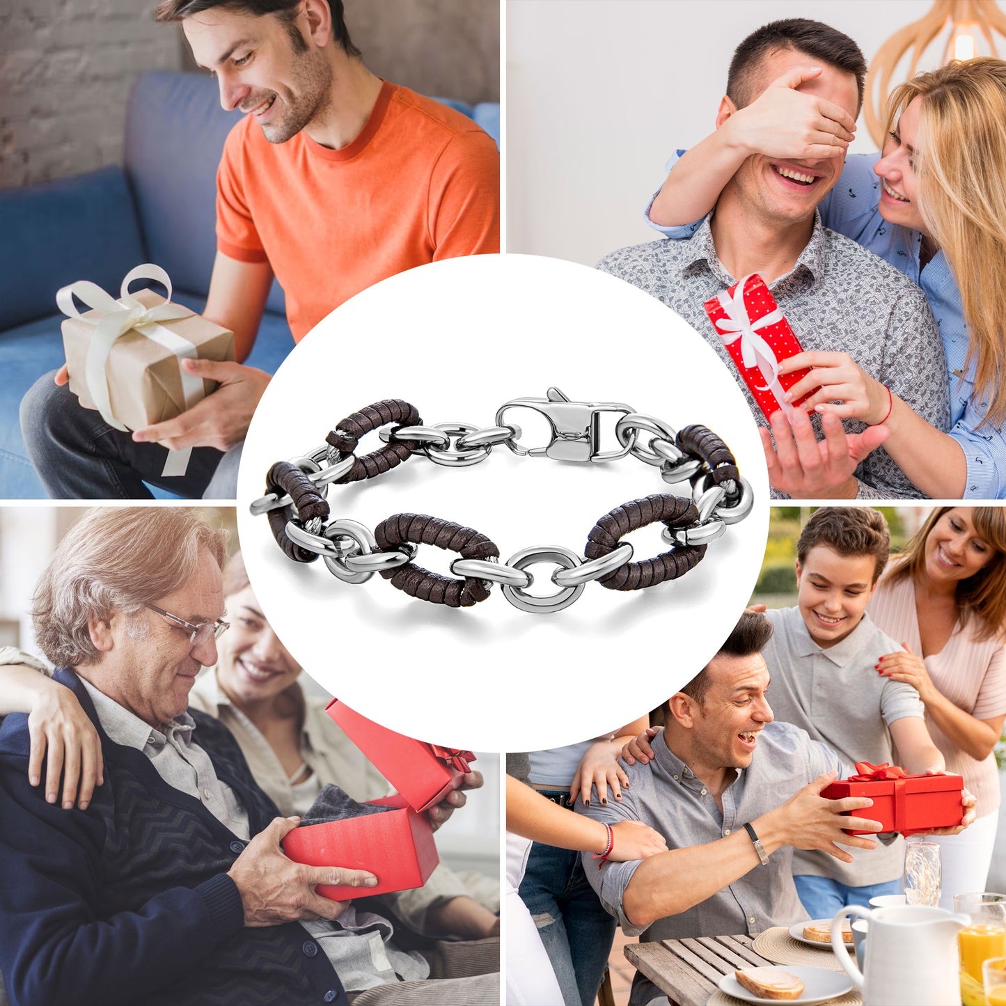Leather and Steel Bracelet B00619