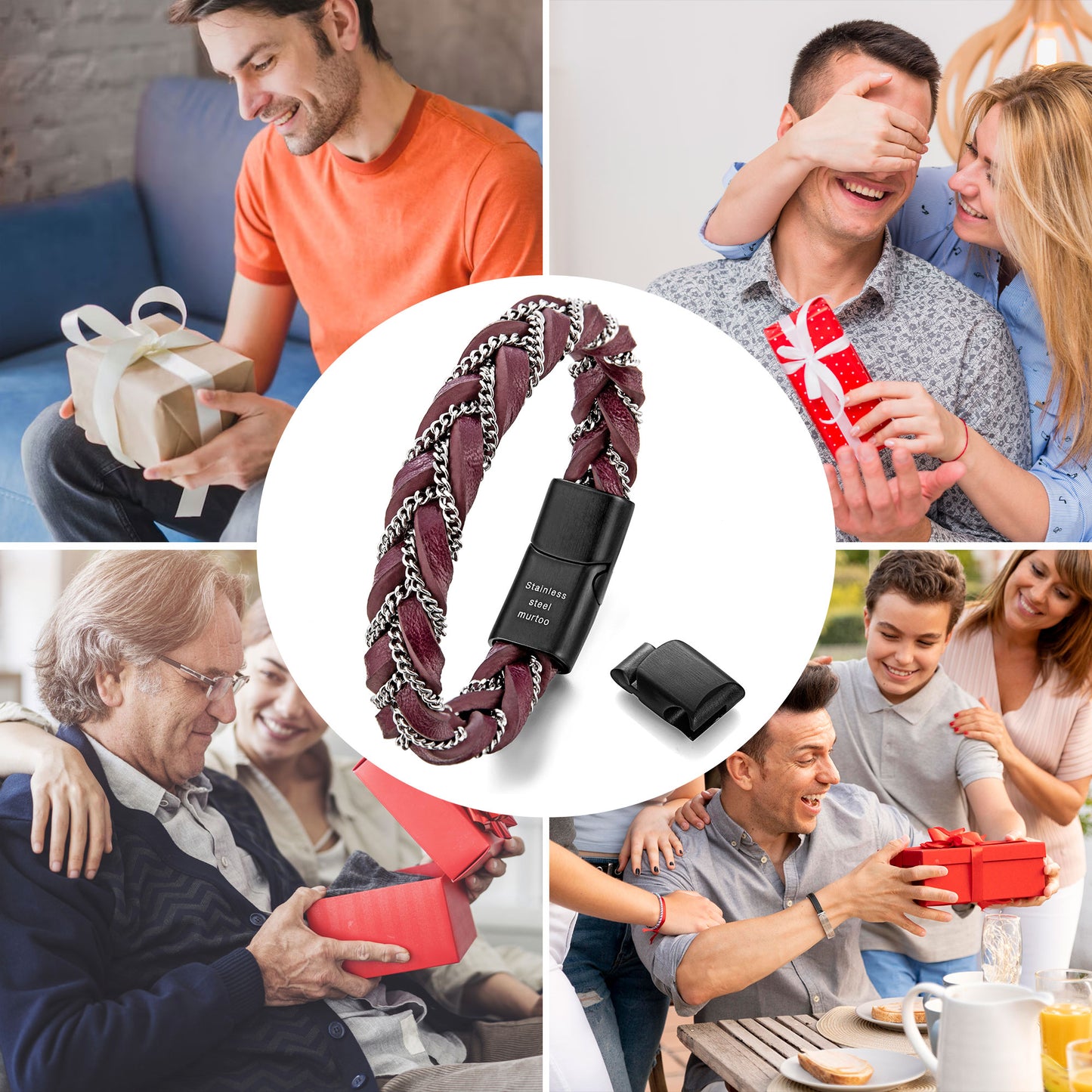 Leather and Steel Bracelet B00616