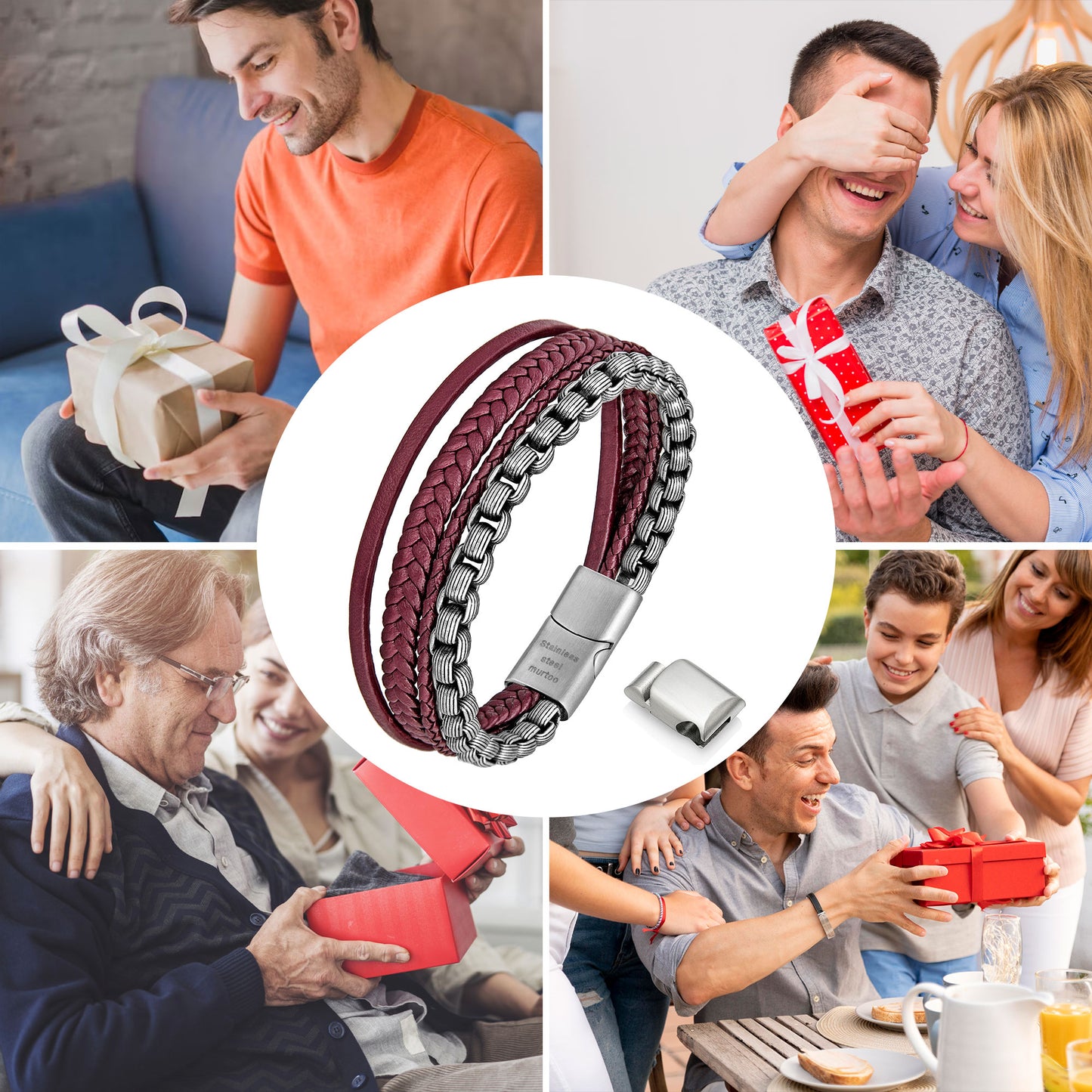 Leather and Steel Bracelet B00750
