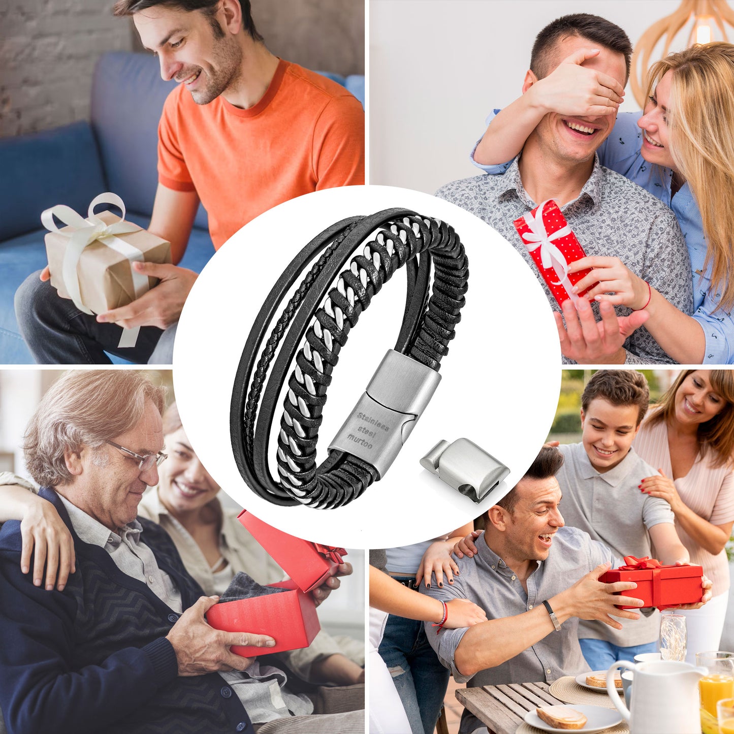 Leather and Steel Bracelet B00768