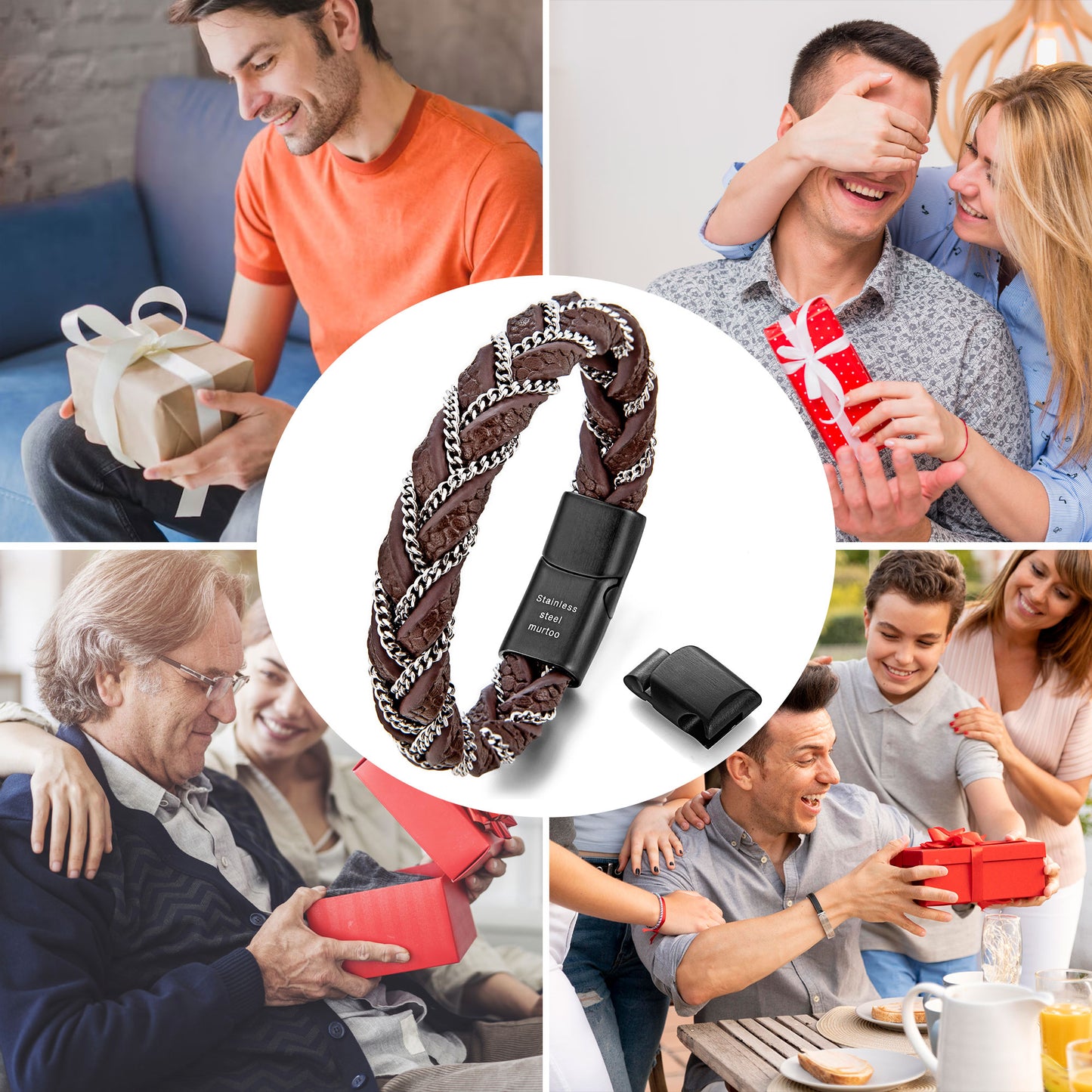 Leather and Steel Bracelet B00610