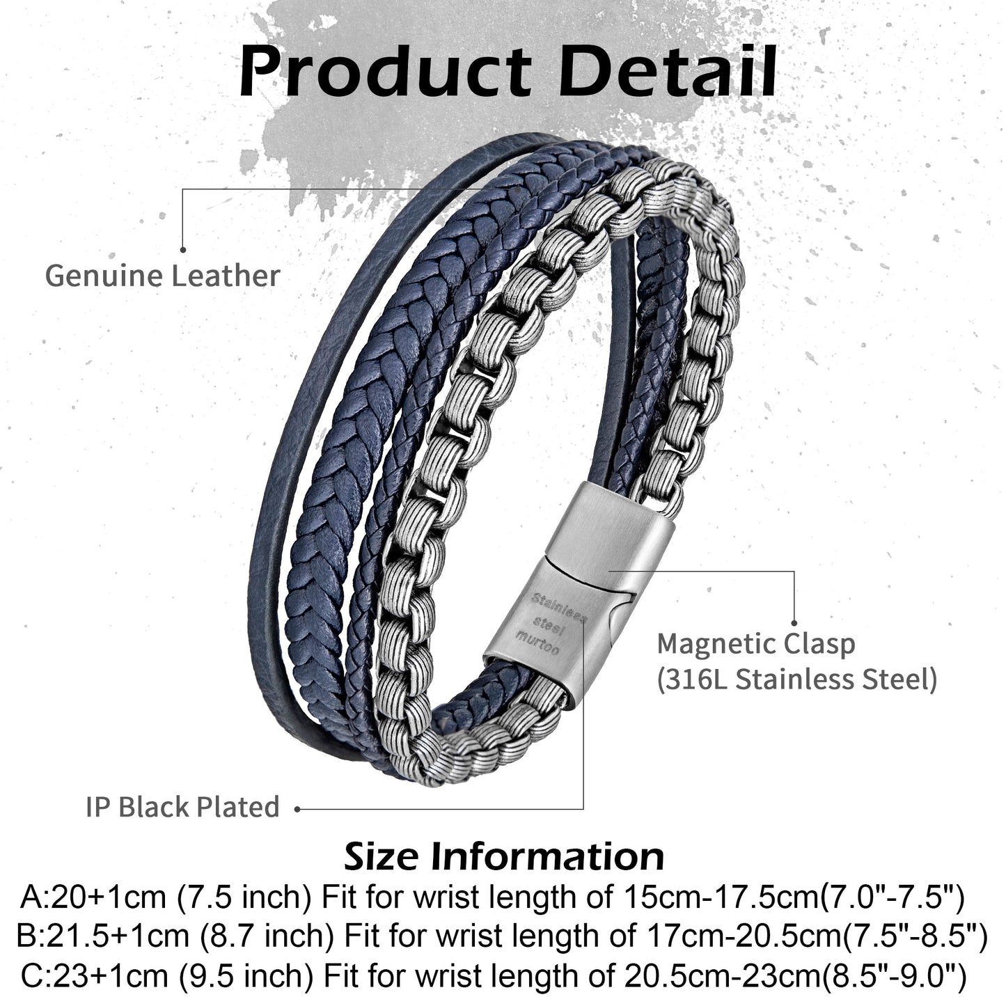 Leather and Steel Bracelet B00747