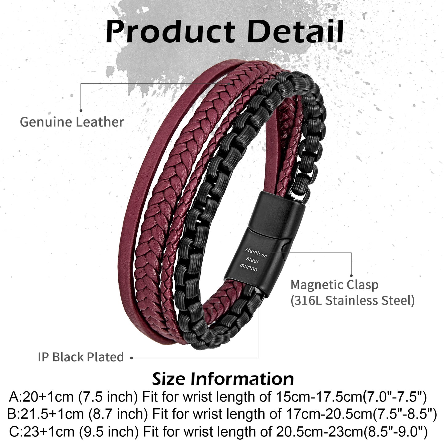 Leather and Steel Bracelet B00762