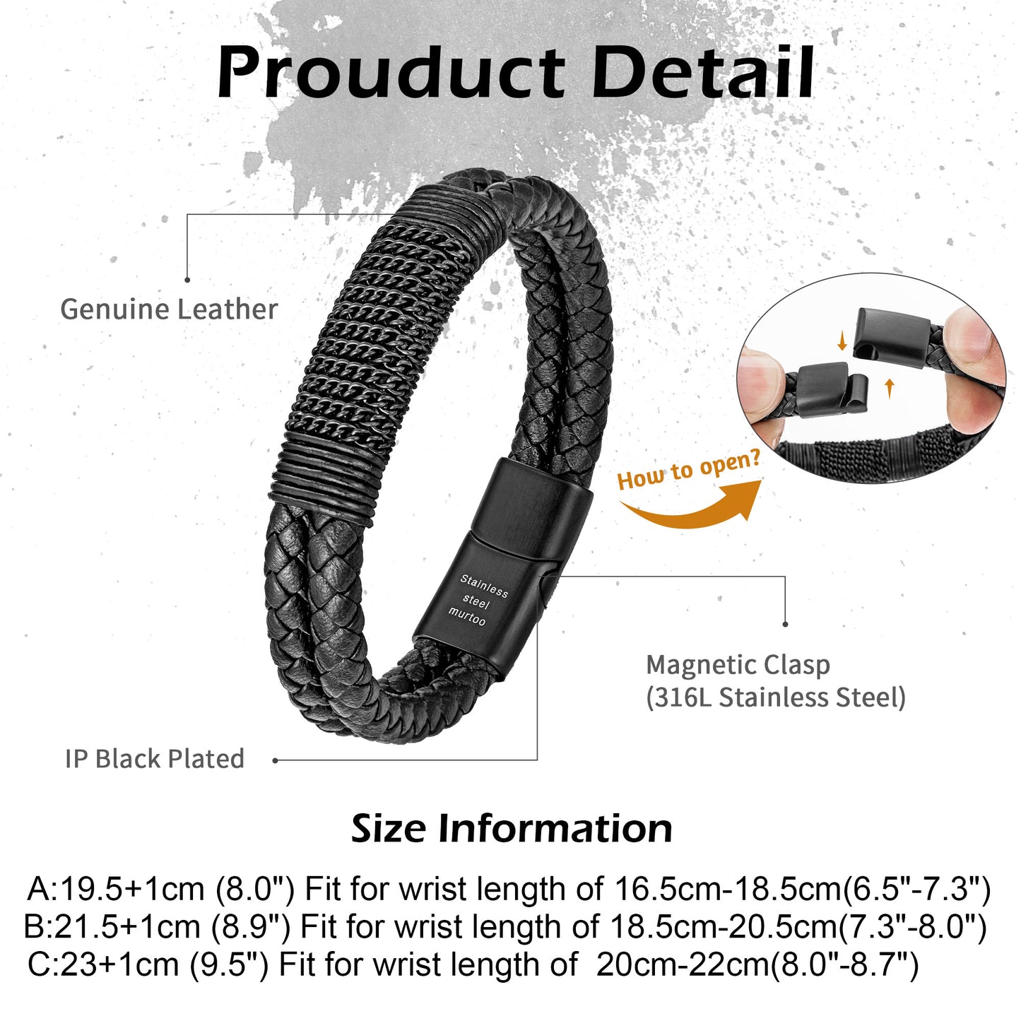 Leather And steel Bracelet B00562