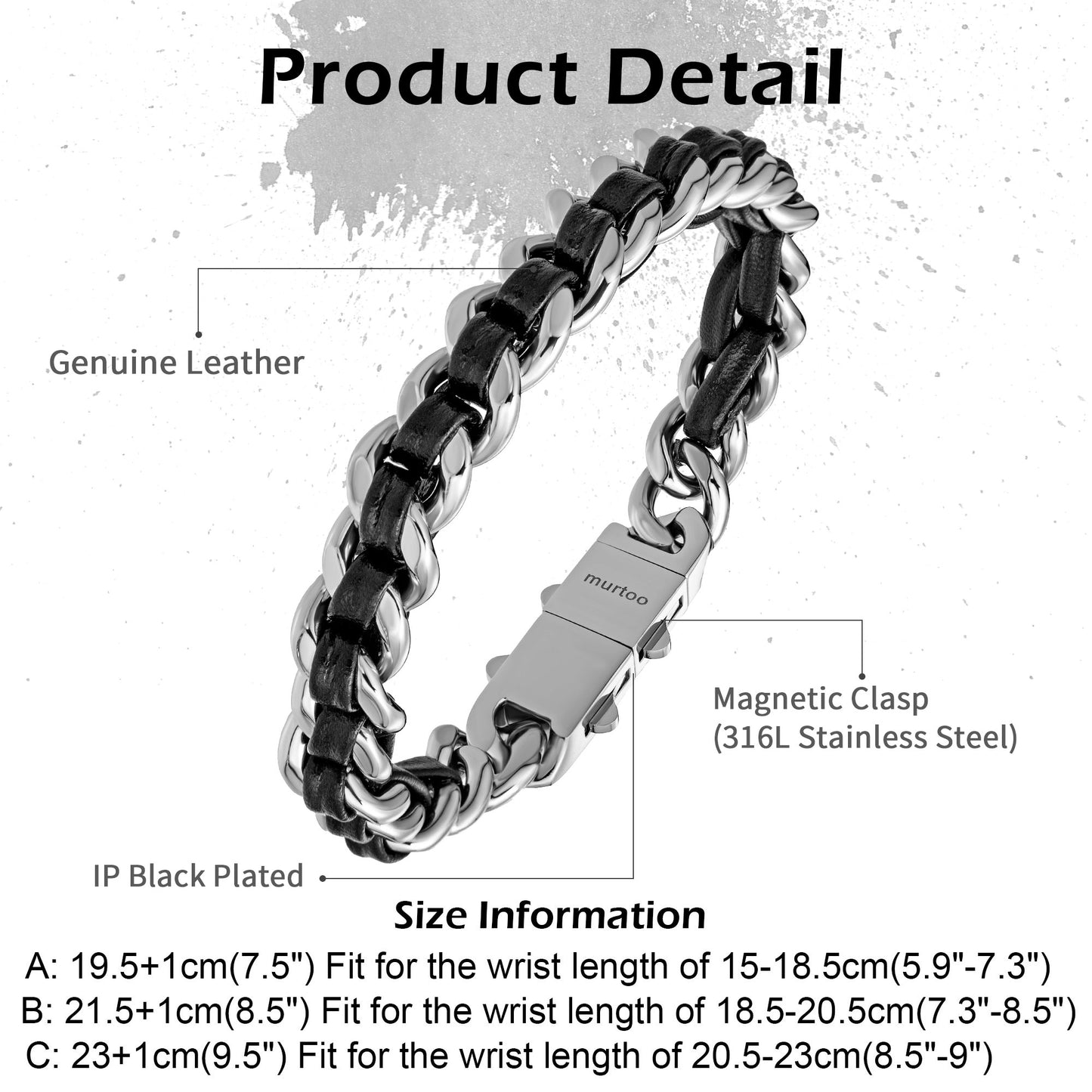 Cuban Link Bracelet For Men with Leather B00813