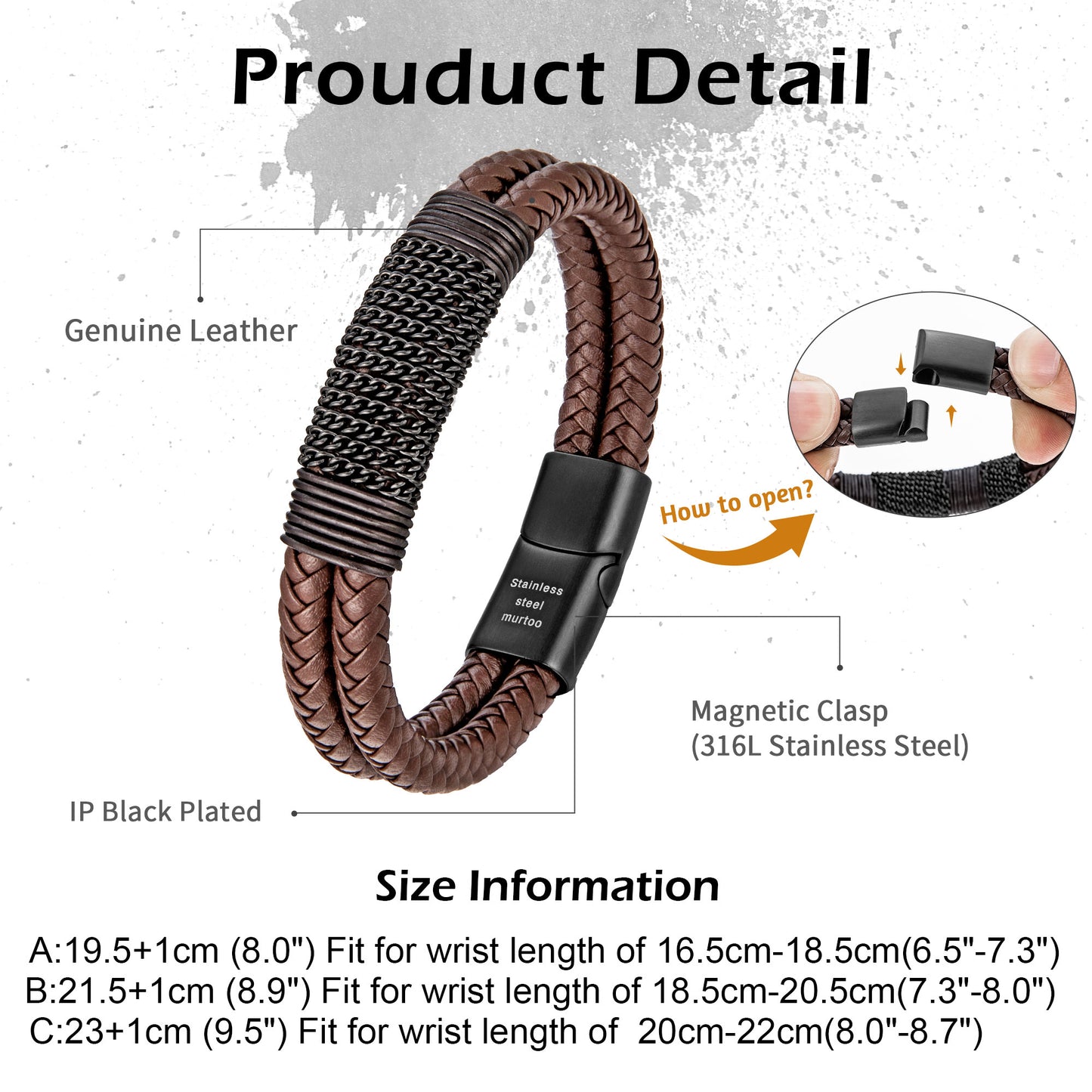 Leather And steel Bracelet B00559