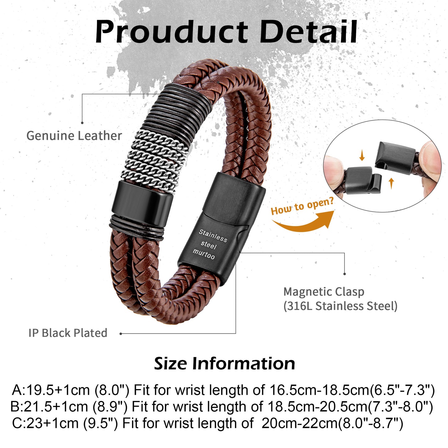 Leather And steel Bracelet B00495