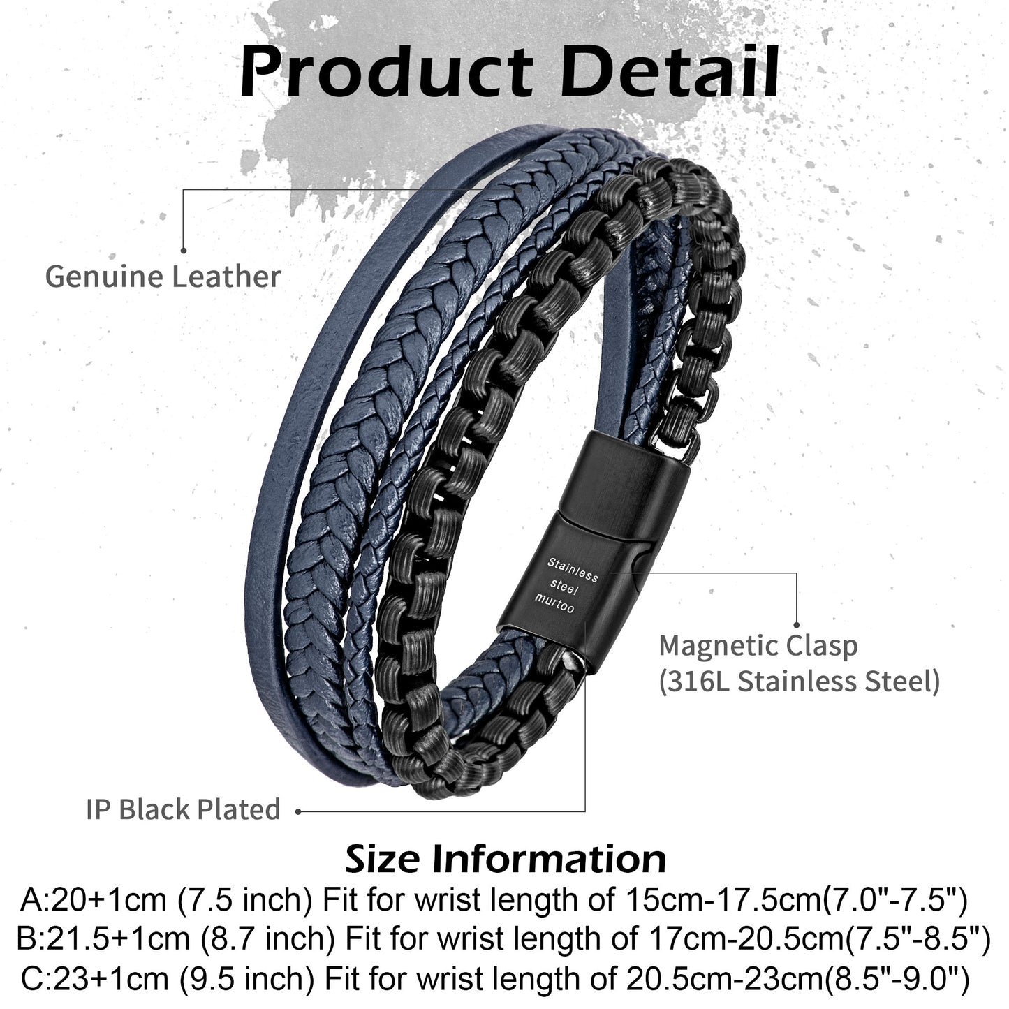 Leather and Steel Bracelet B00759