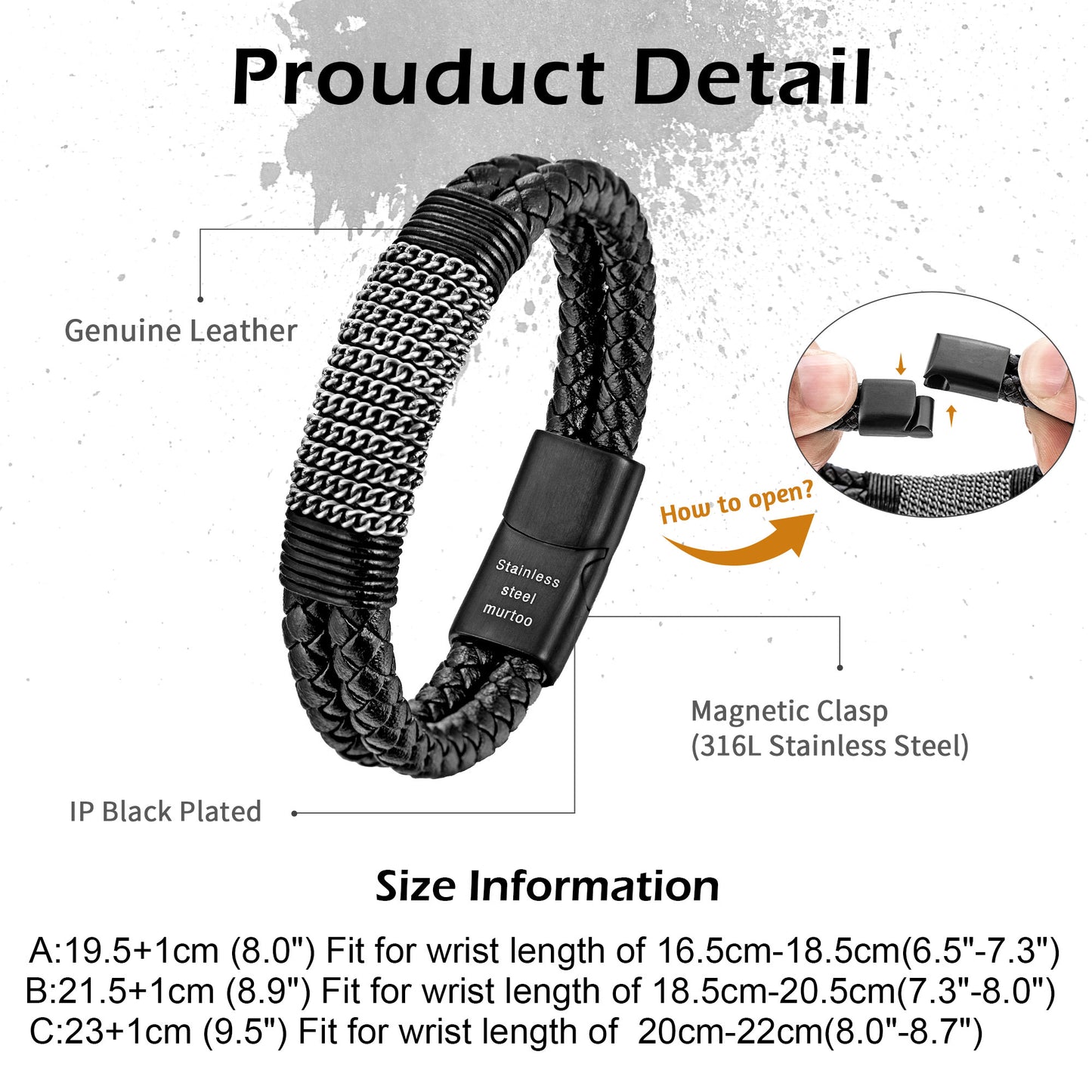 Leather And steel Bracelet B00504