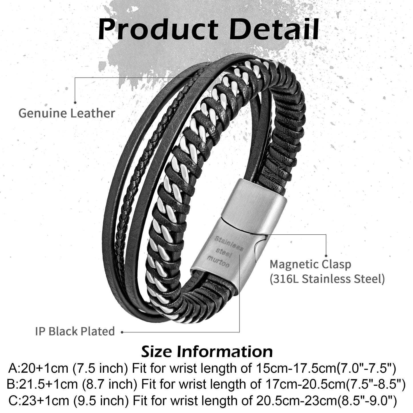 Leather and Steel Bracelet B00768