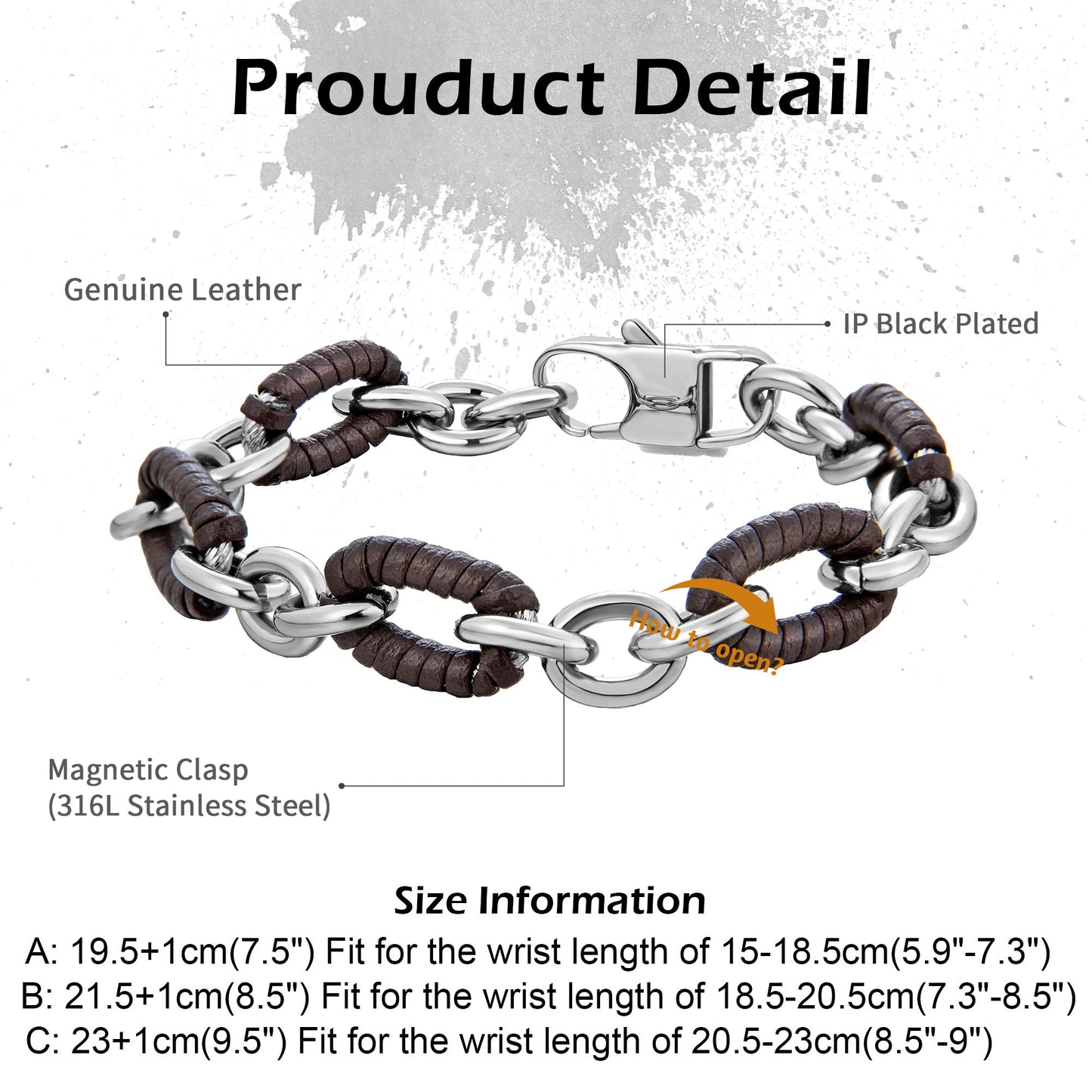 Leather and Steel Bracelet B00619