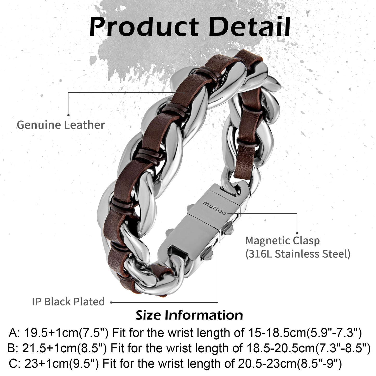 Cuban Link Bracelet For Men with Leather B00822