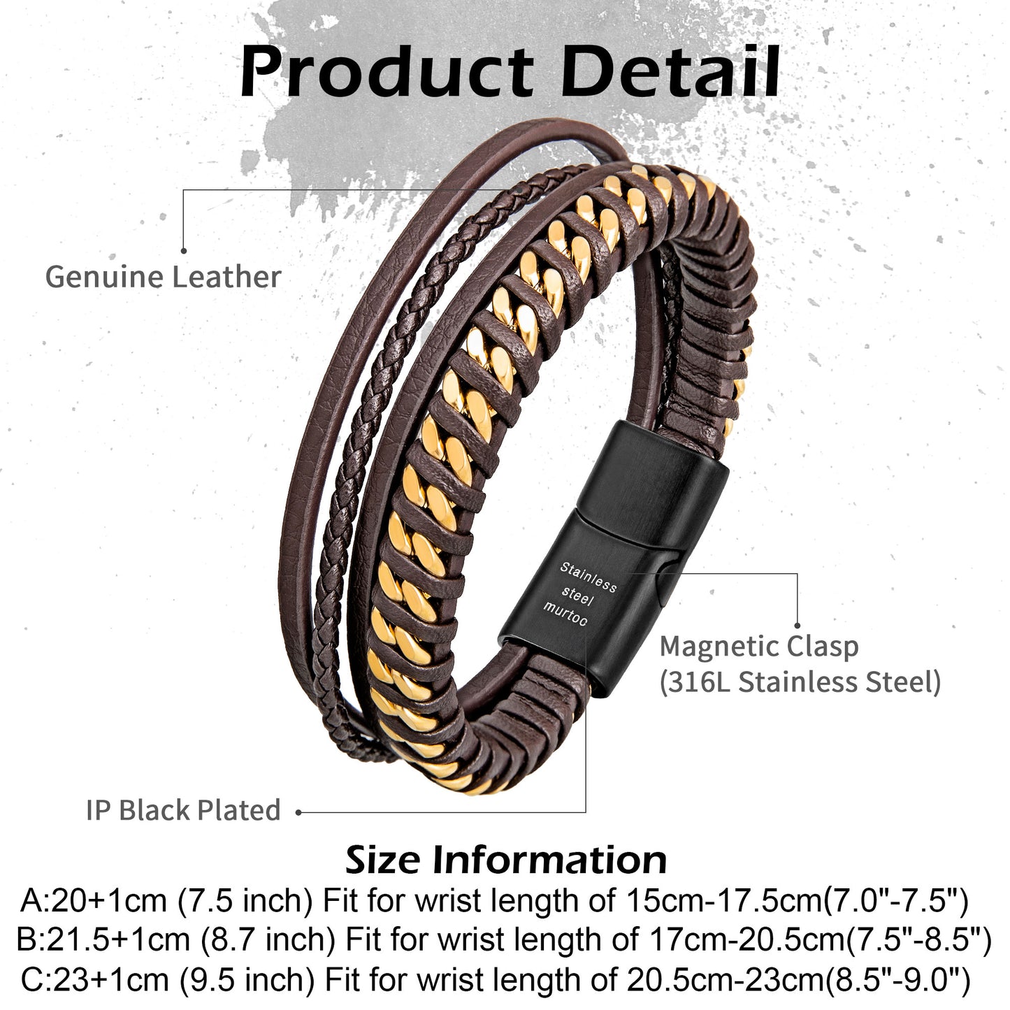 Leather and Steel Bracelet B00774