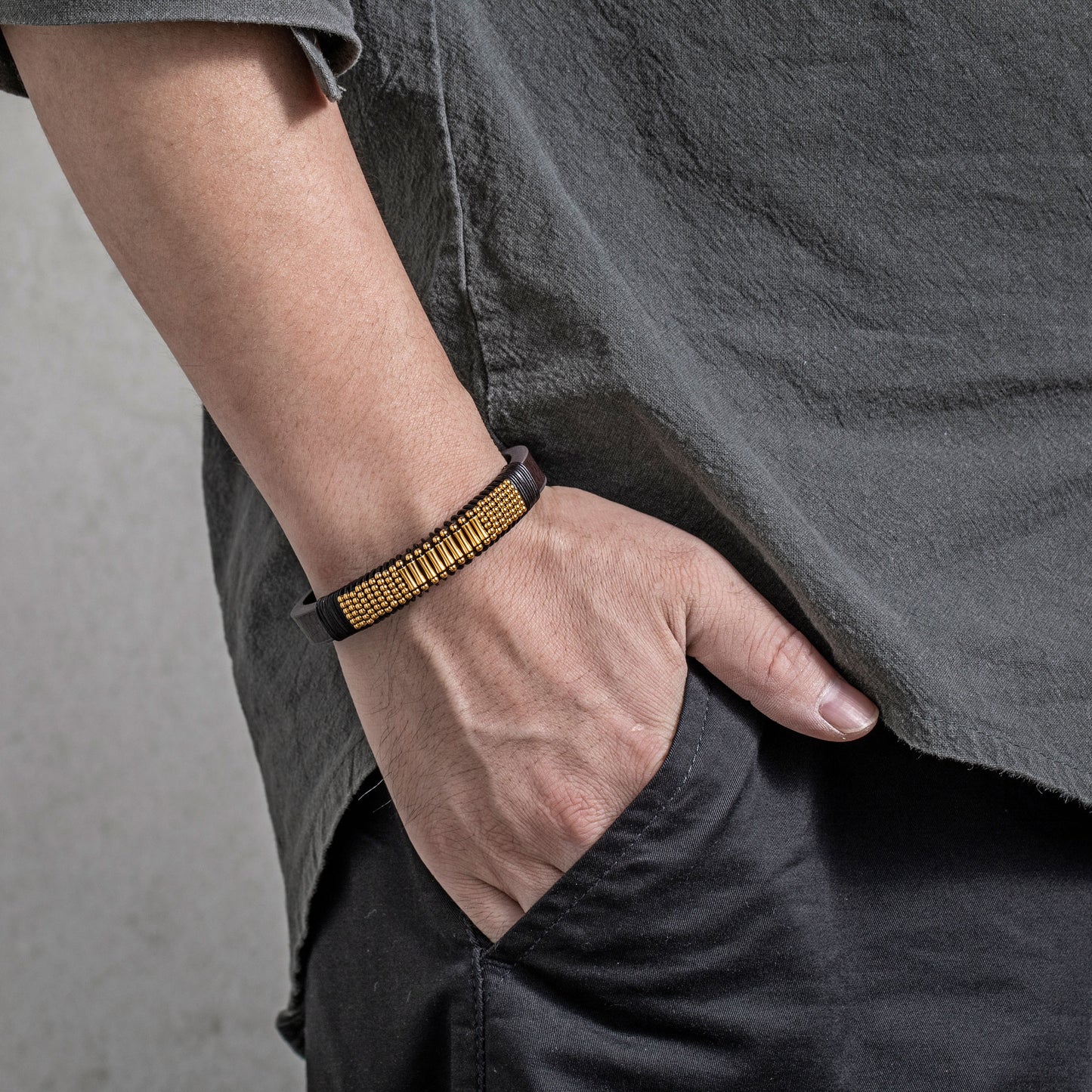 Leather And steel Bracelet B00651