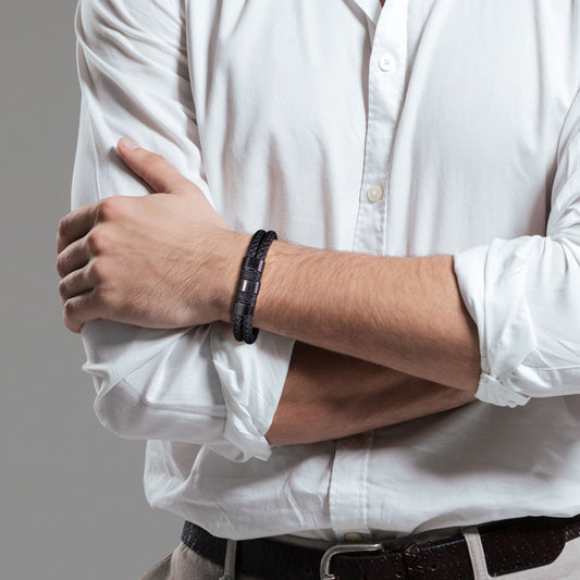 Leather and Steel Bracelet B00534