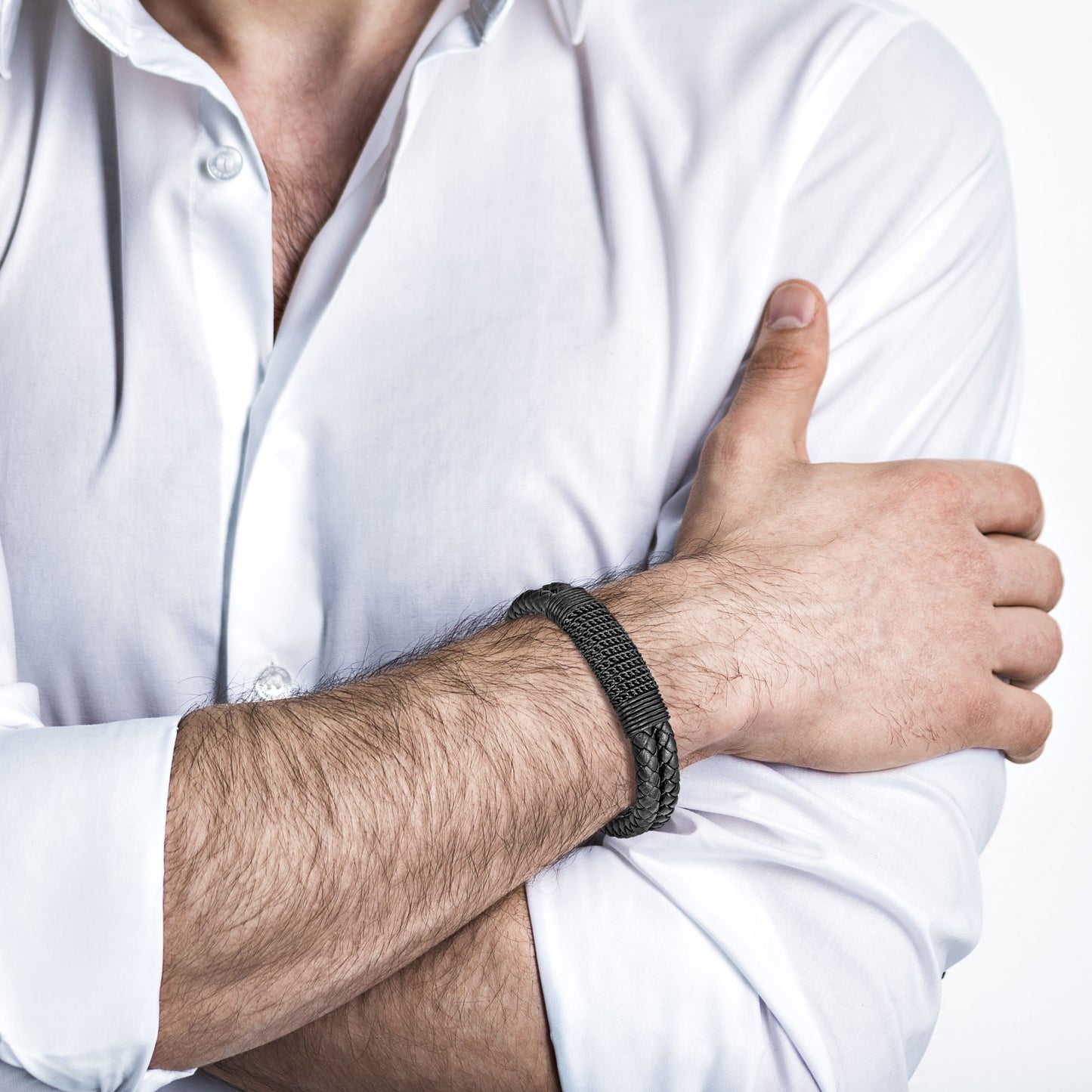 Leather And steel Bracelet B00562